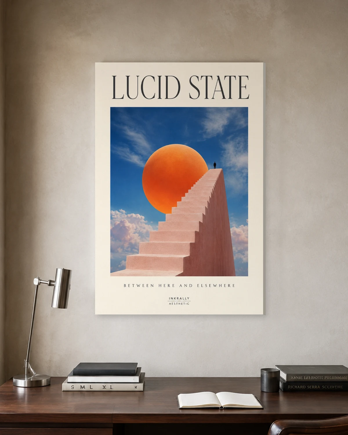 Lucid State stretched canvas in a considered home office