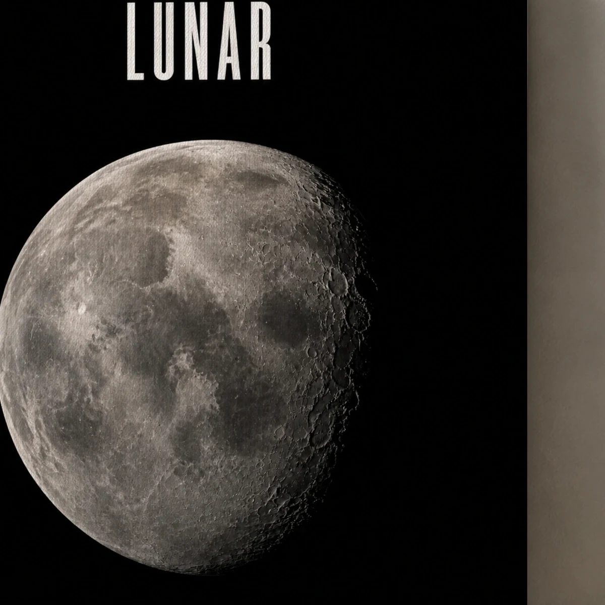 Lunar Latitude canvas surface and wrapped edge in a studio detail photograph