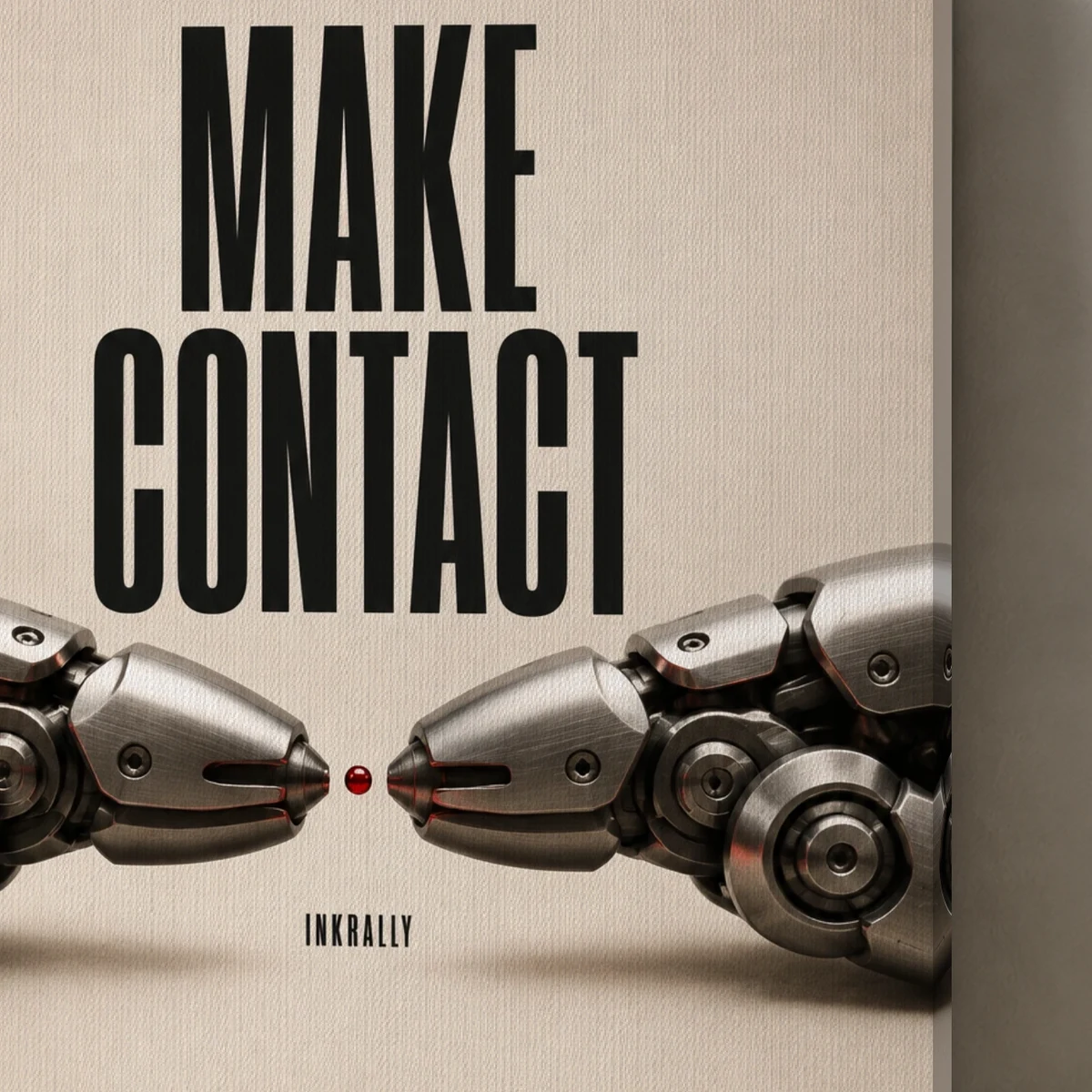 Make Contact canvas surface and wrapped edge in a studio detail photograph