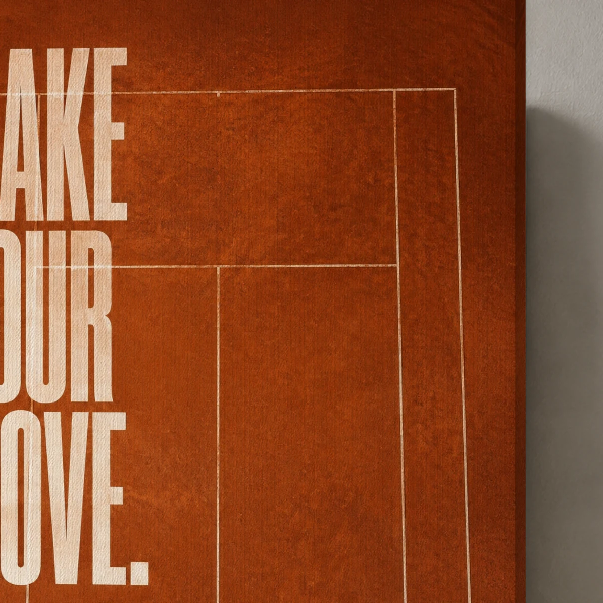 Make Your Move canvas surface and wrapped edge in a studio detail photograph