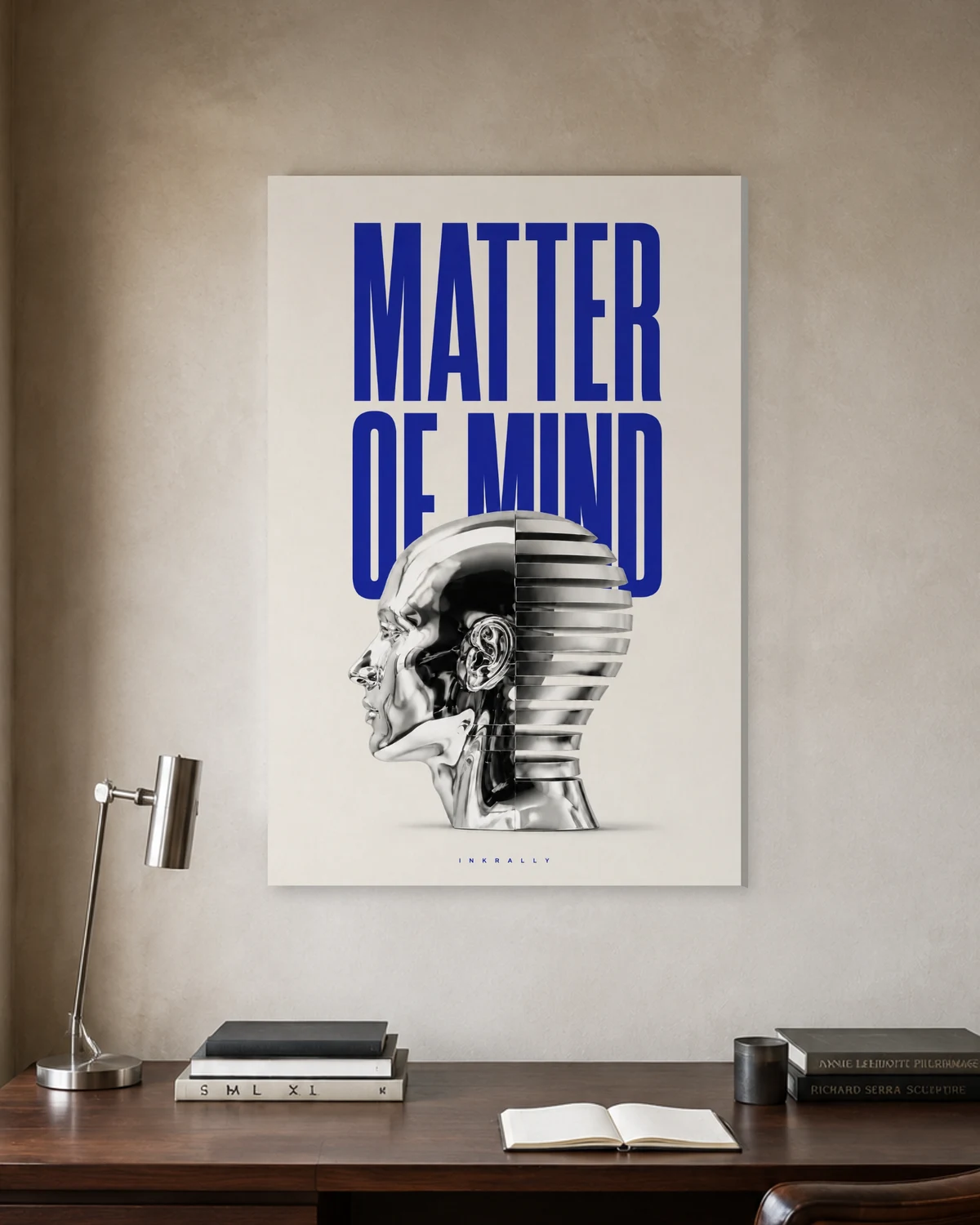 Matter Of Mind stretched canvas in a considered home office