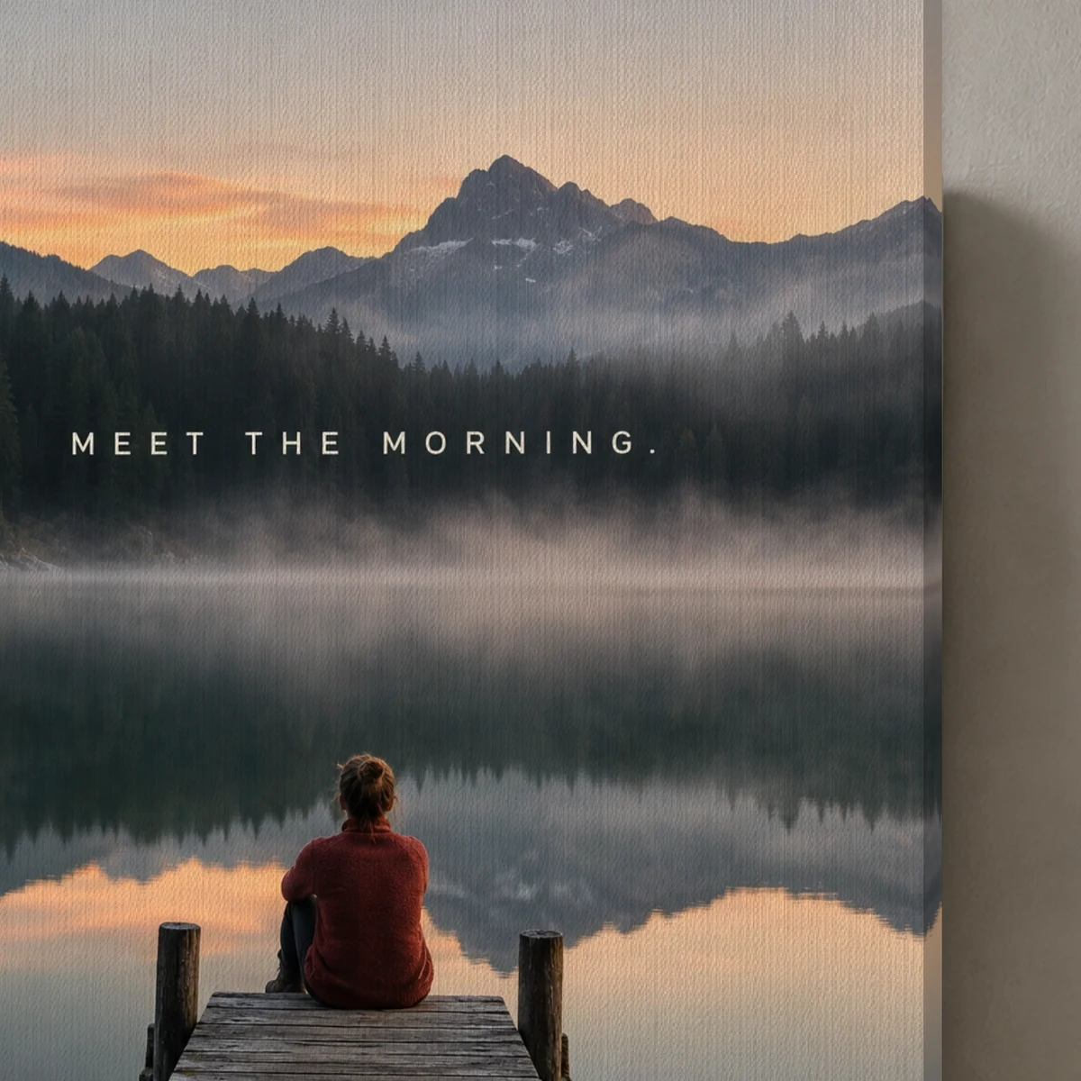 Meet The Morning canvas surface and wrapped edge in a studio detail photograph