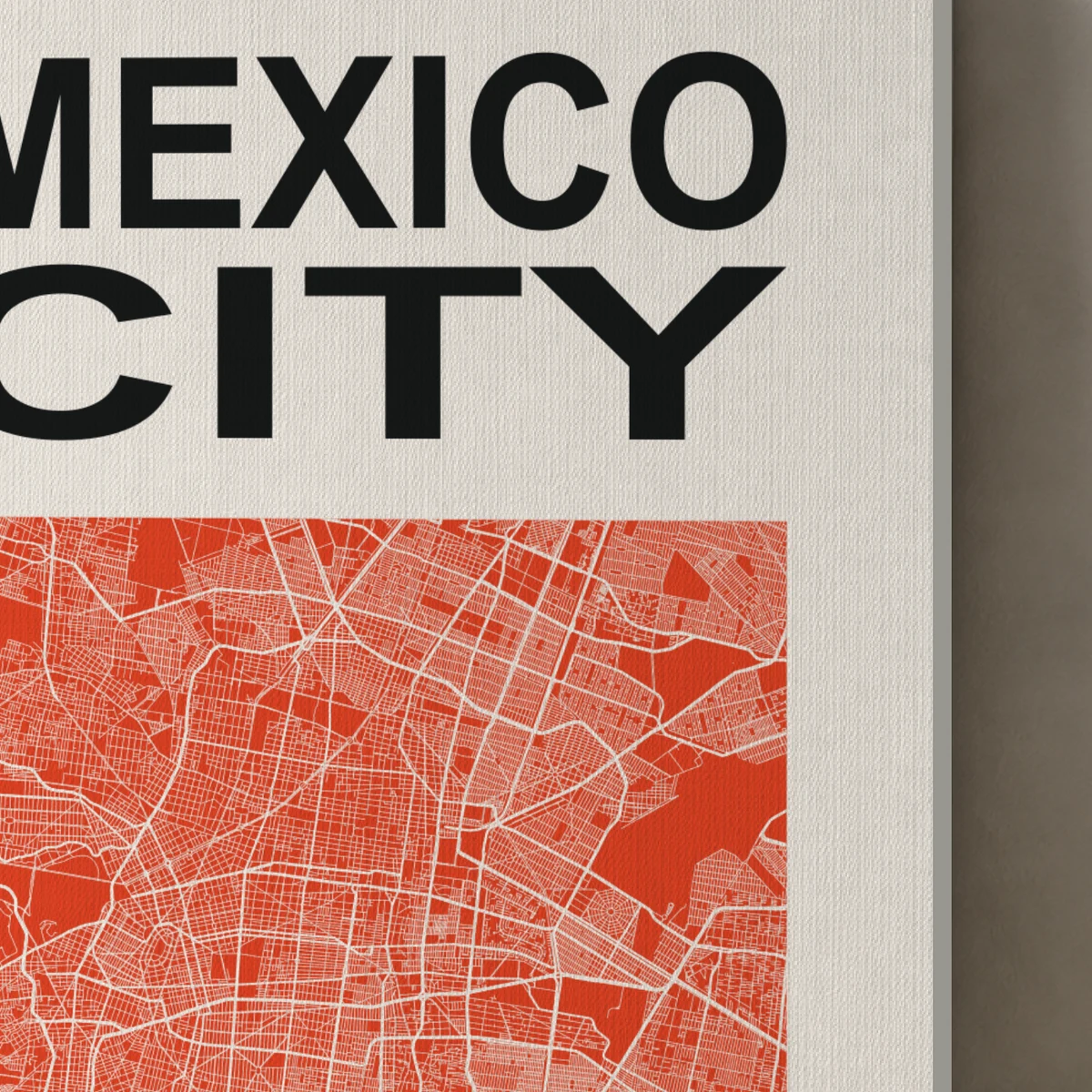 Mexico City / City Field canvas surface and wrapped edge in a studio detail photograph