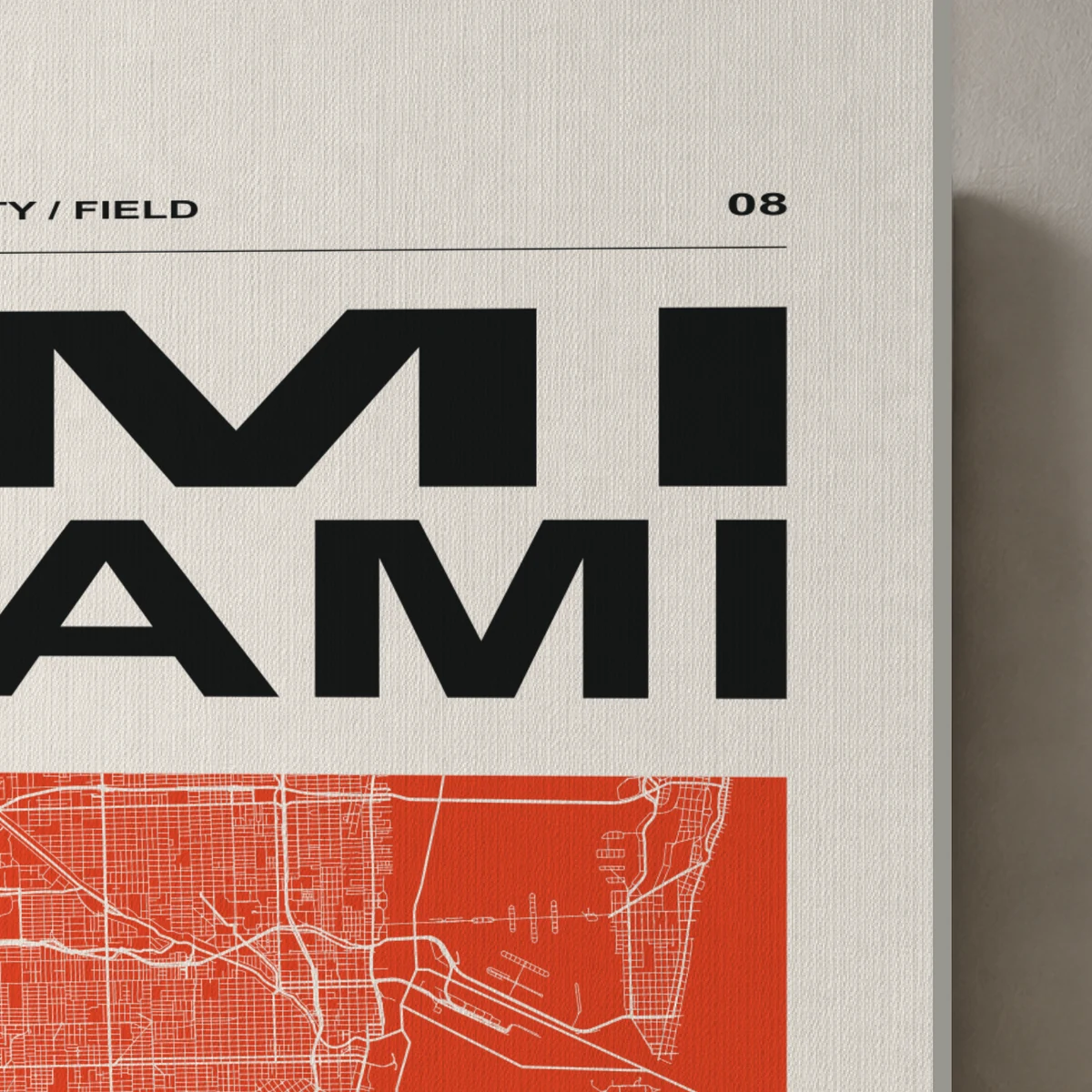 Miami / City Field canvas surface and wrapped edge in a studio detail photograph