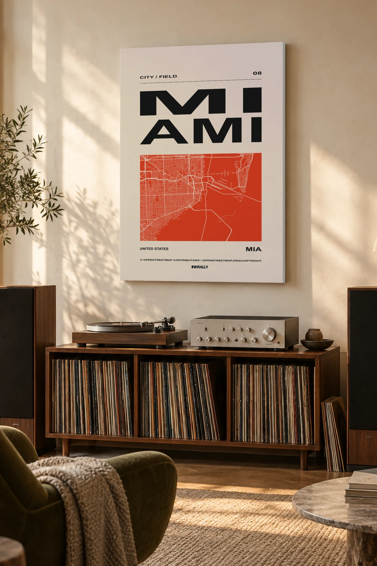 Miami / City Field — A considered listening room with warm natural light