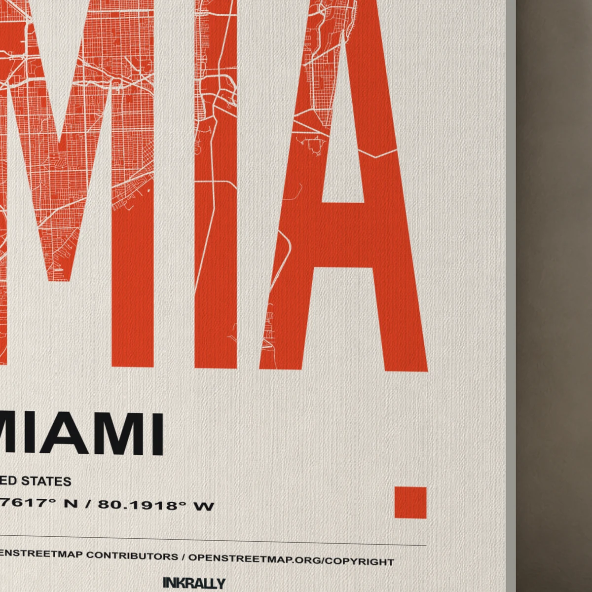 Miami / Urban Index canvas surface and wrapped edge in a studio detail photograph