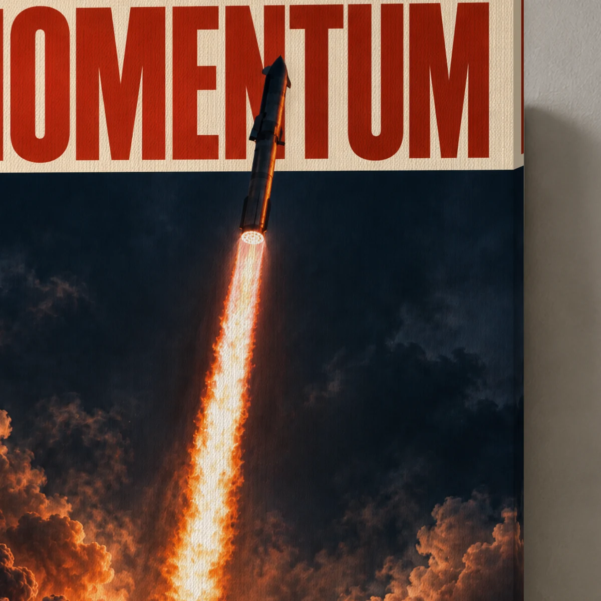 Momentum / Cinematic canvas surface and wrapped edge in a studio detail photograph