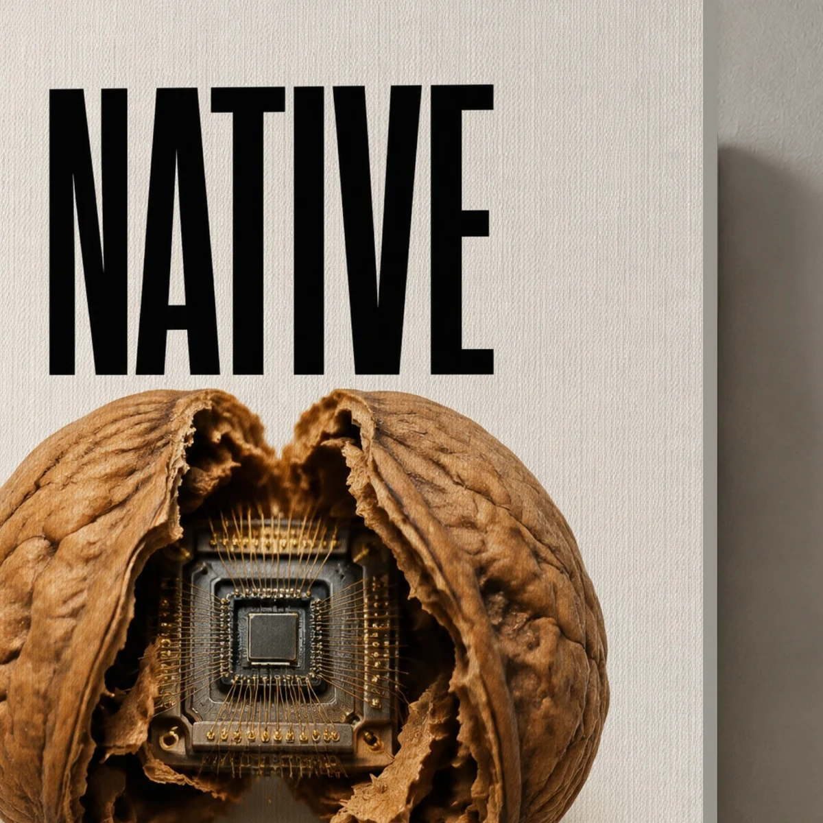 Native Intelligence canvas surface and wrapped edge in a studio detail photograph