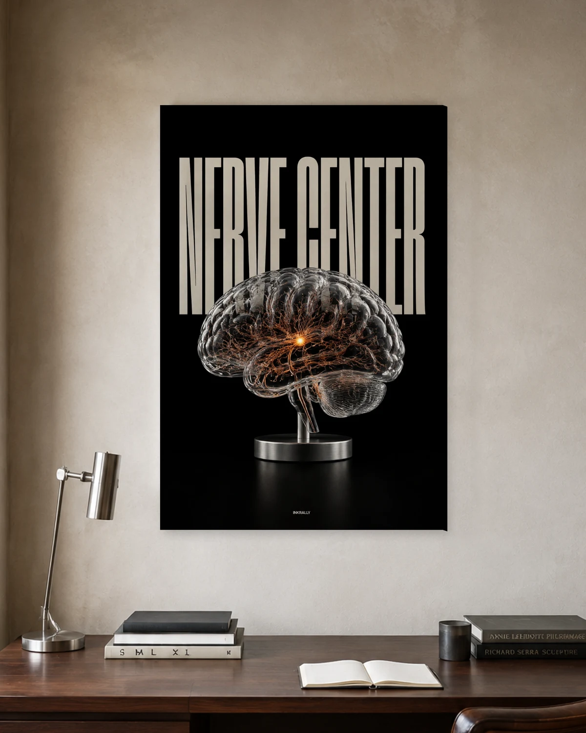 Nerve Center stretched canvas in a considered home office