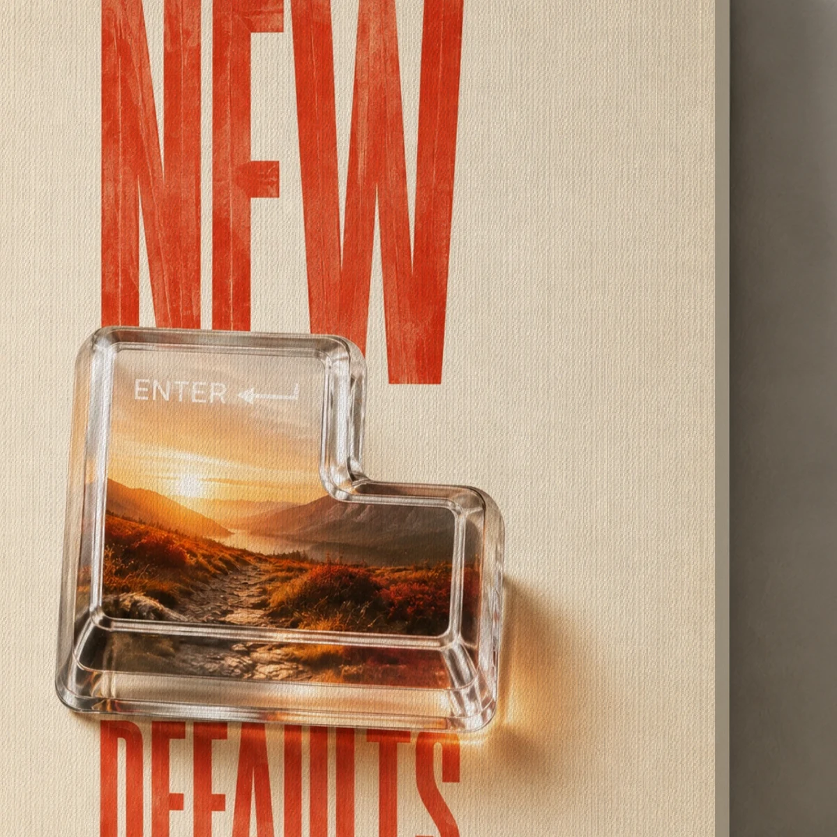 New Defaults canvas surface and wrapped edge in a studio detail photograph