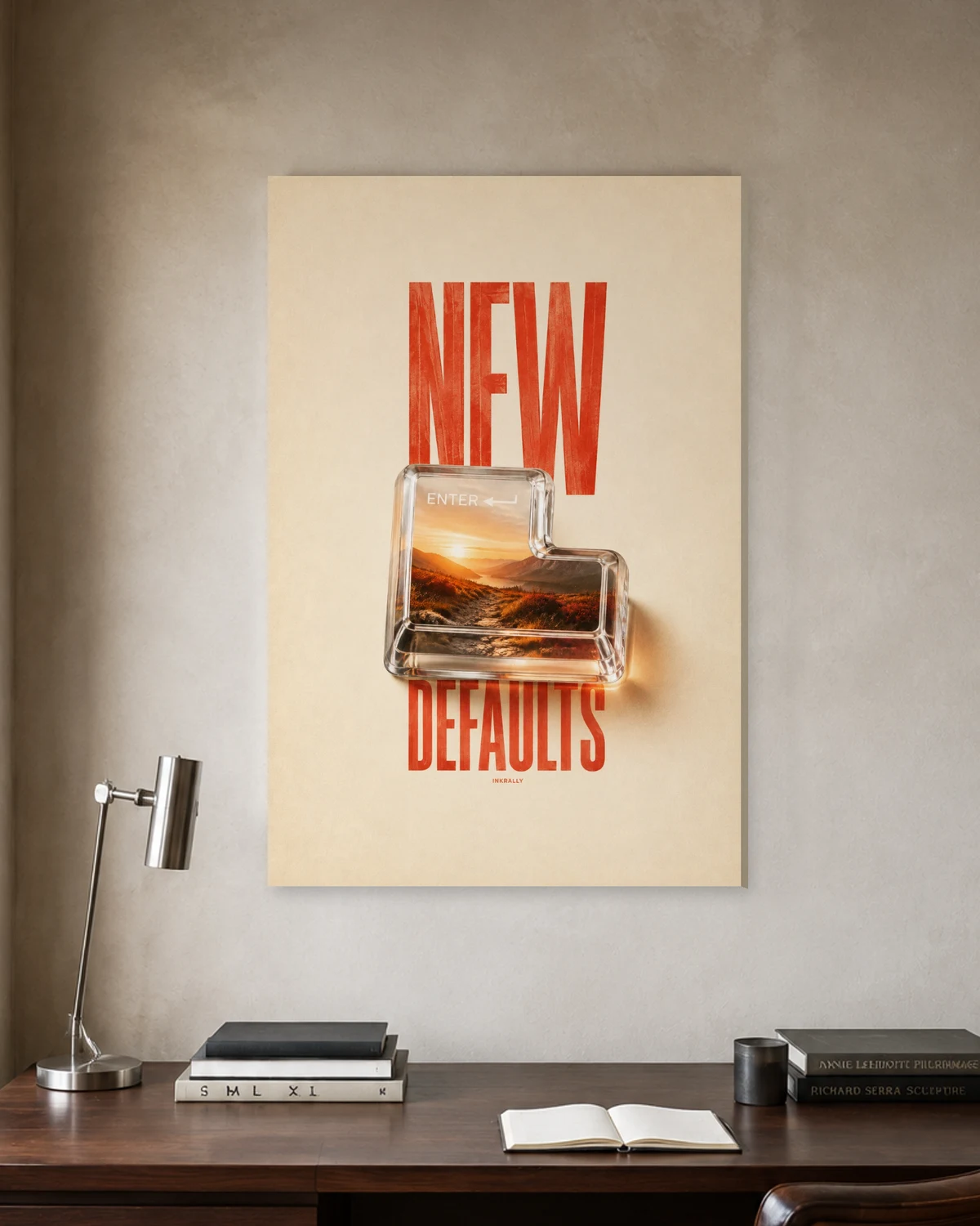 New Defaults stretched canvas in a considered home office