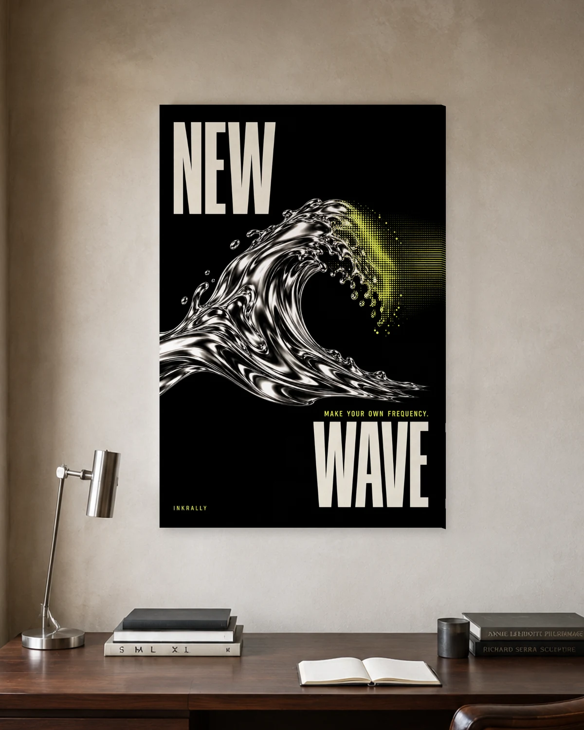 New Wave stretched canvas in a considered home office