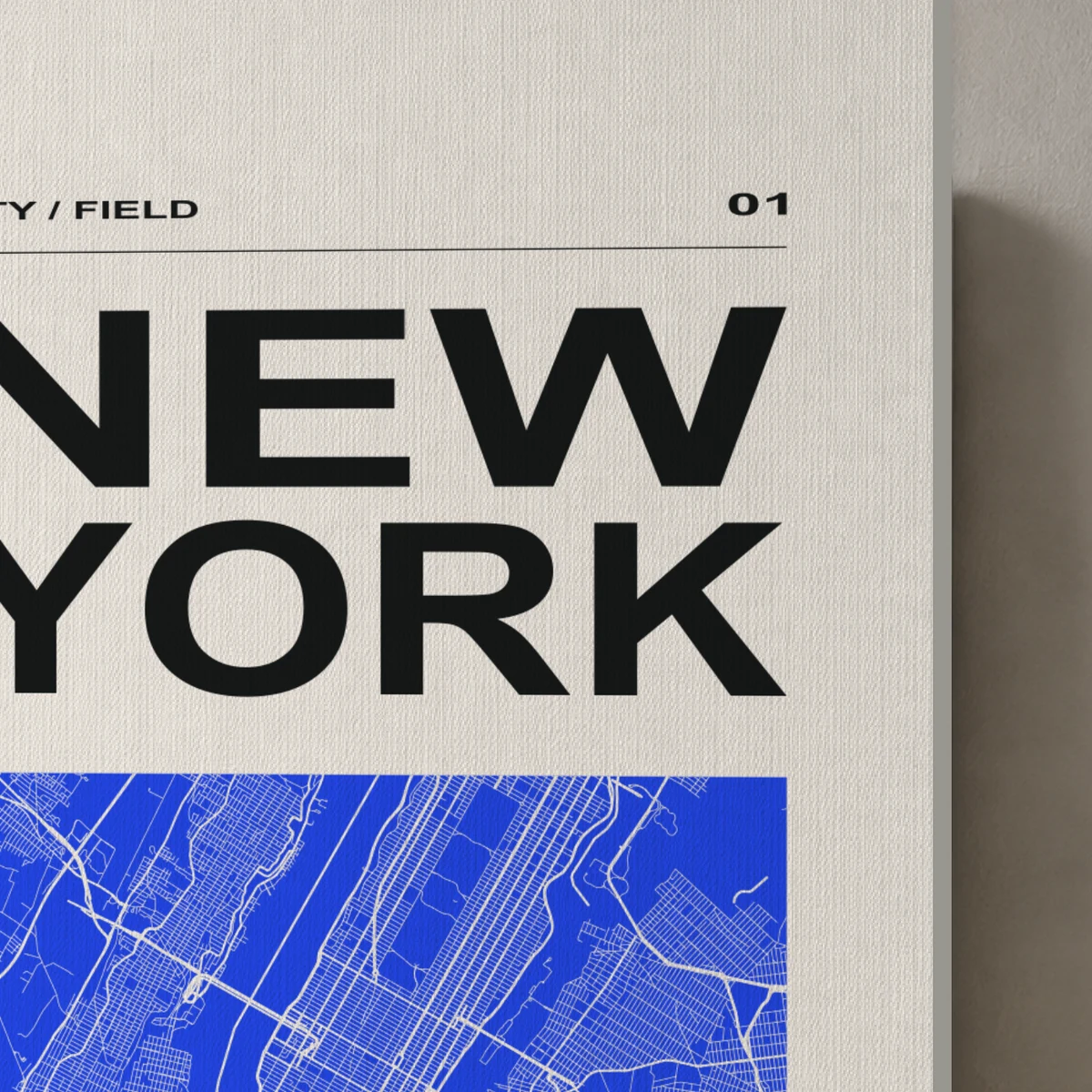 New York / City Field canvas surface and wrapped edge in a studio detail photograph