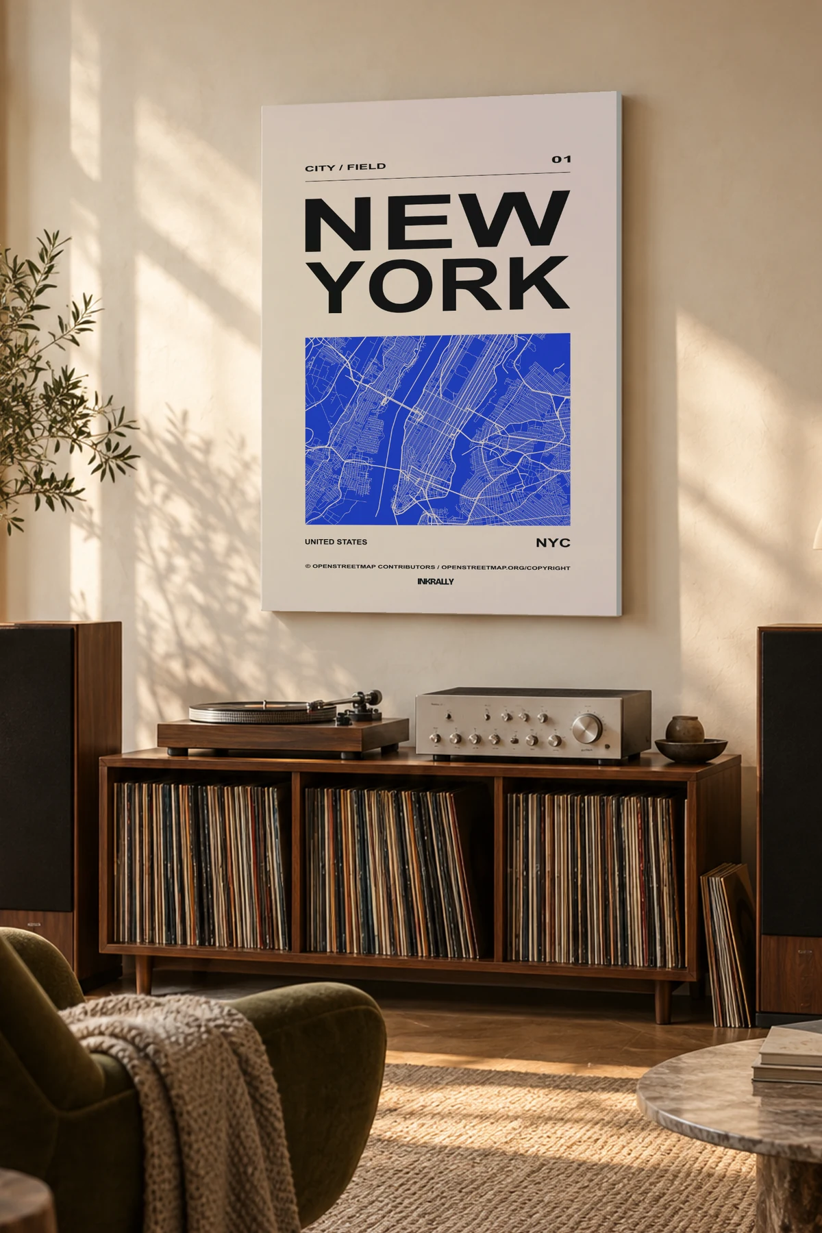 New York / City Field — A considered listening room with warm natural light