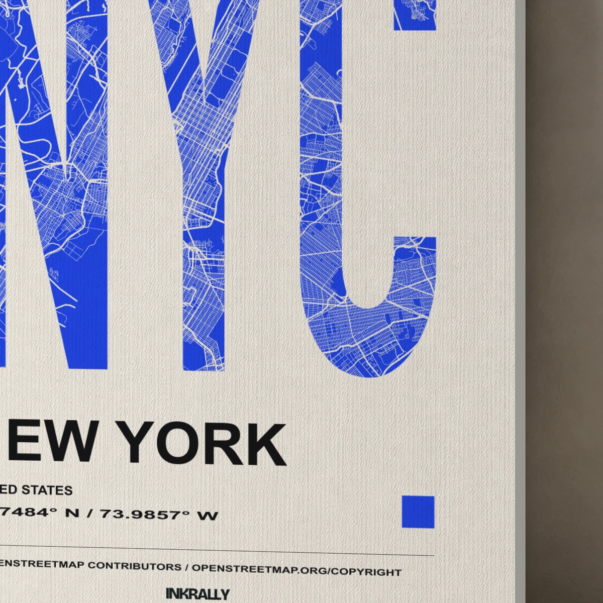 New York / Urban Index canvas surface and wrapped edge in a studio detail photograph