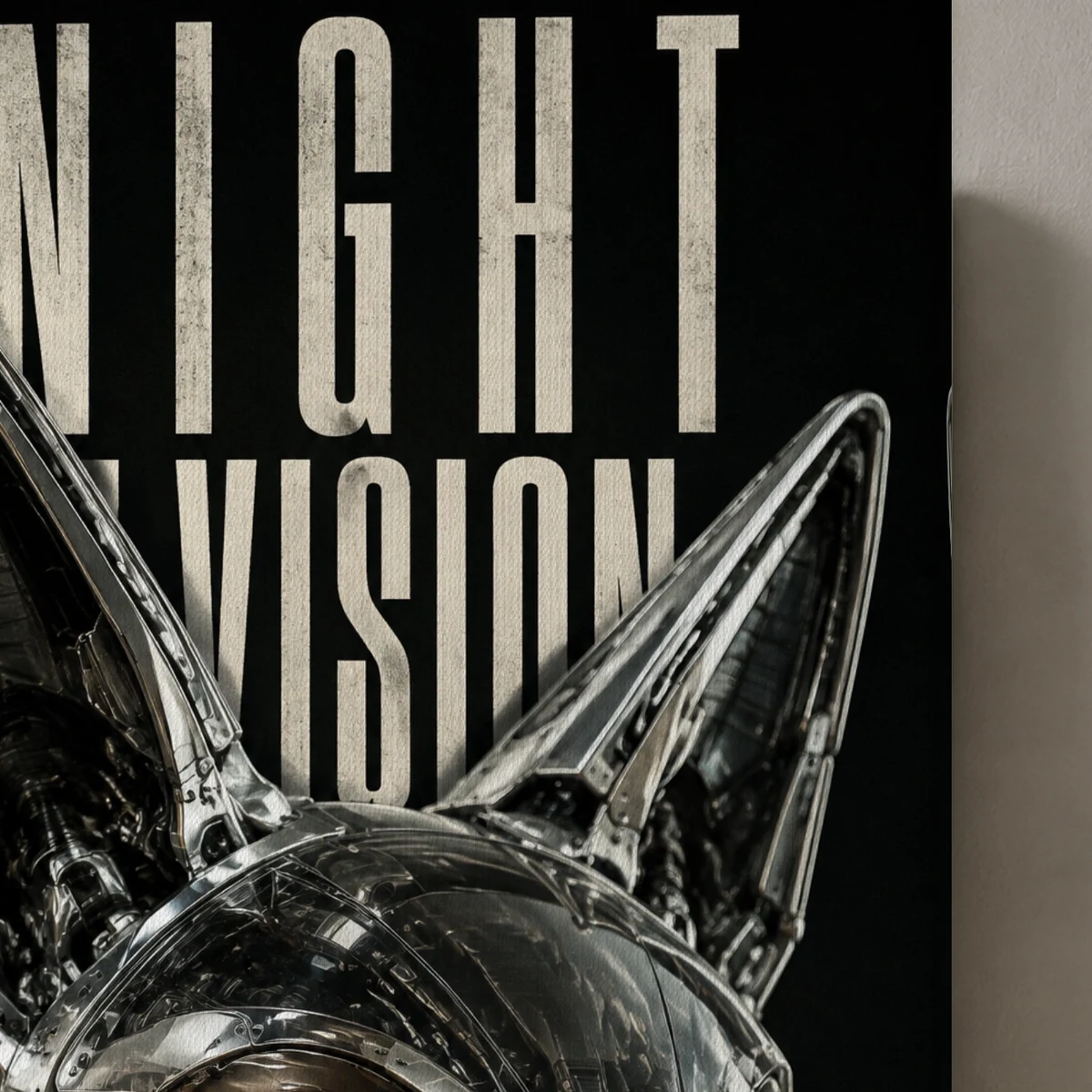 Night Vision canvas surface and wrapped edge in a studio detail photograph