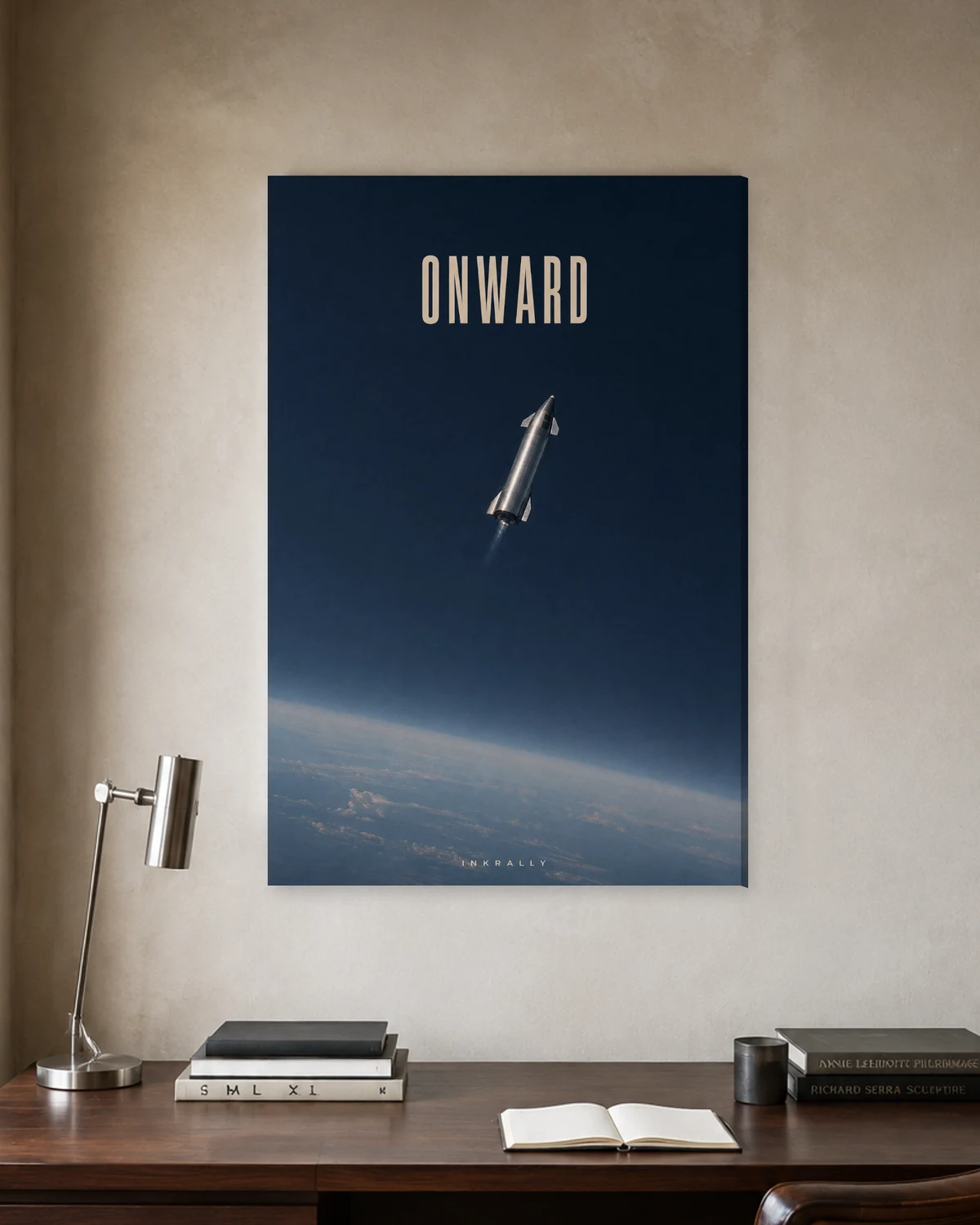Onward stretched canvas in a considered home office