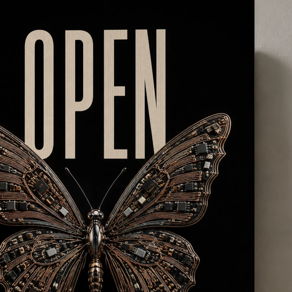 Open Circuit canvas surface and wrapped edge in a studio detail photograph