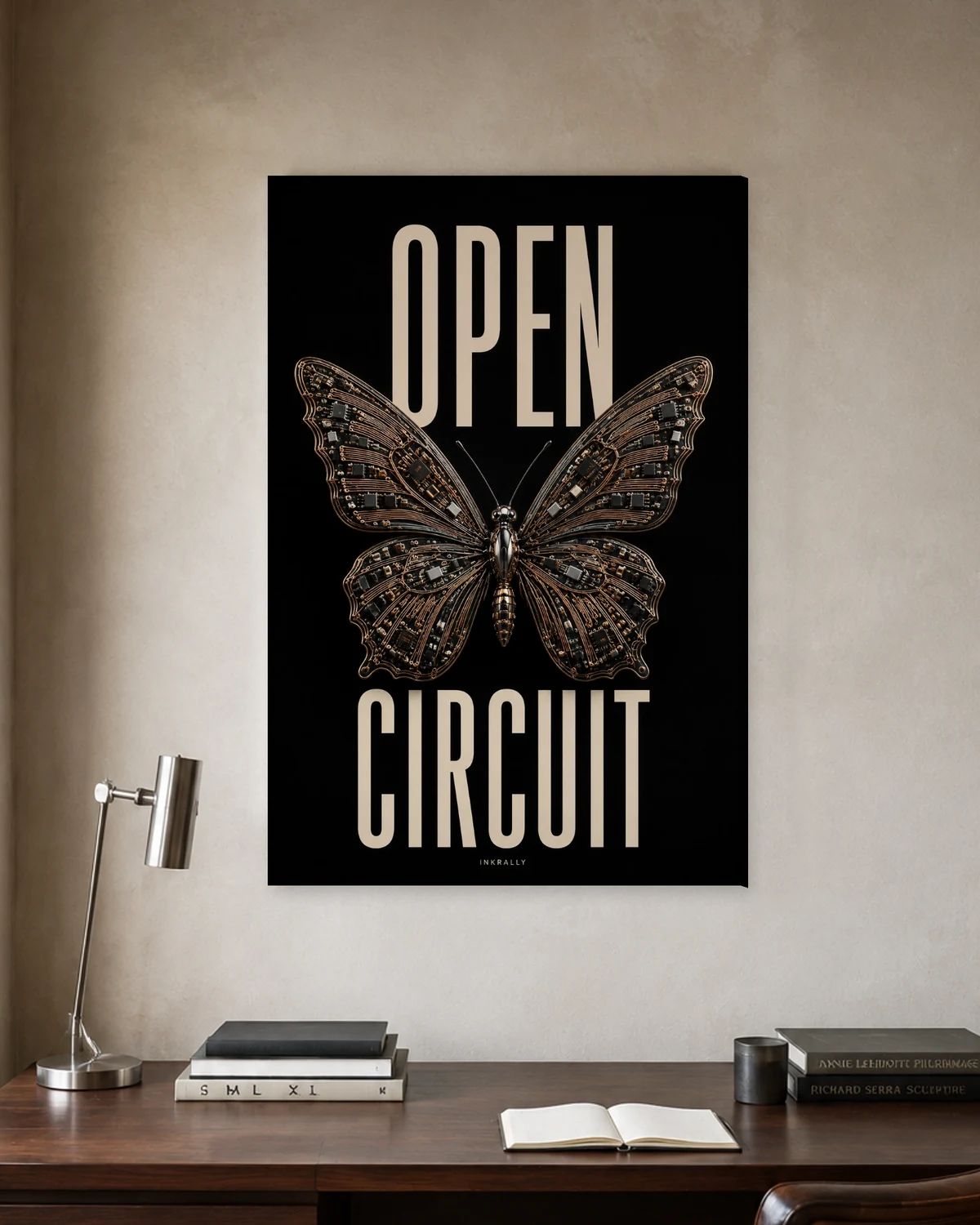 Open Circuit stretched canvas in a considered home office