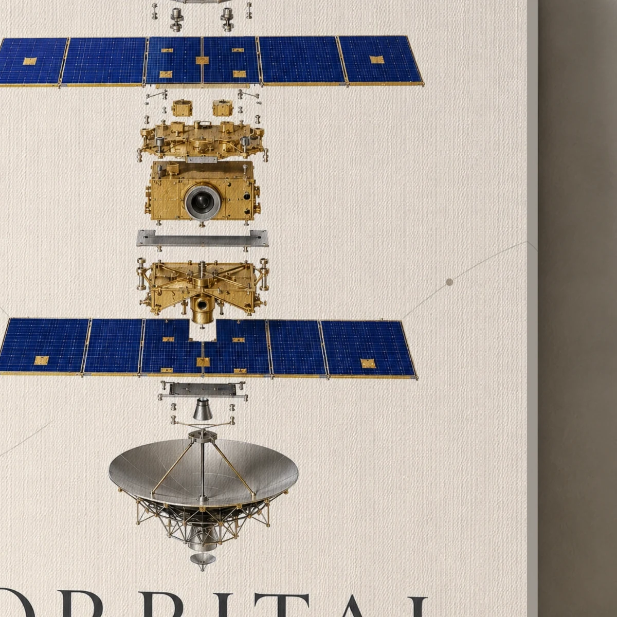 Orbital Assembly canvas surface and wrapped edge in a studio detail photograph
