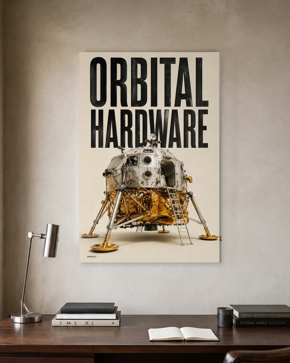 Orbital Hardware stretched canvas in a considered home office