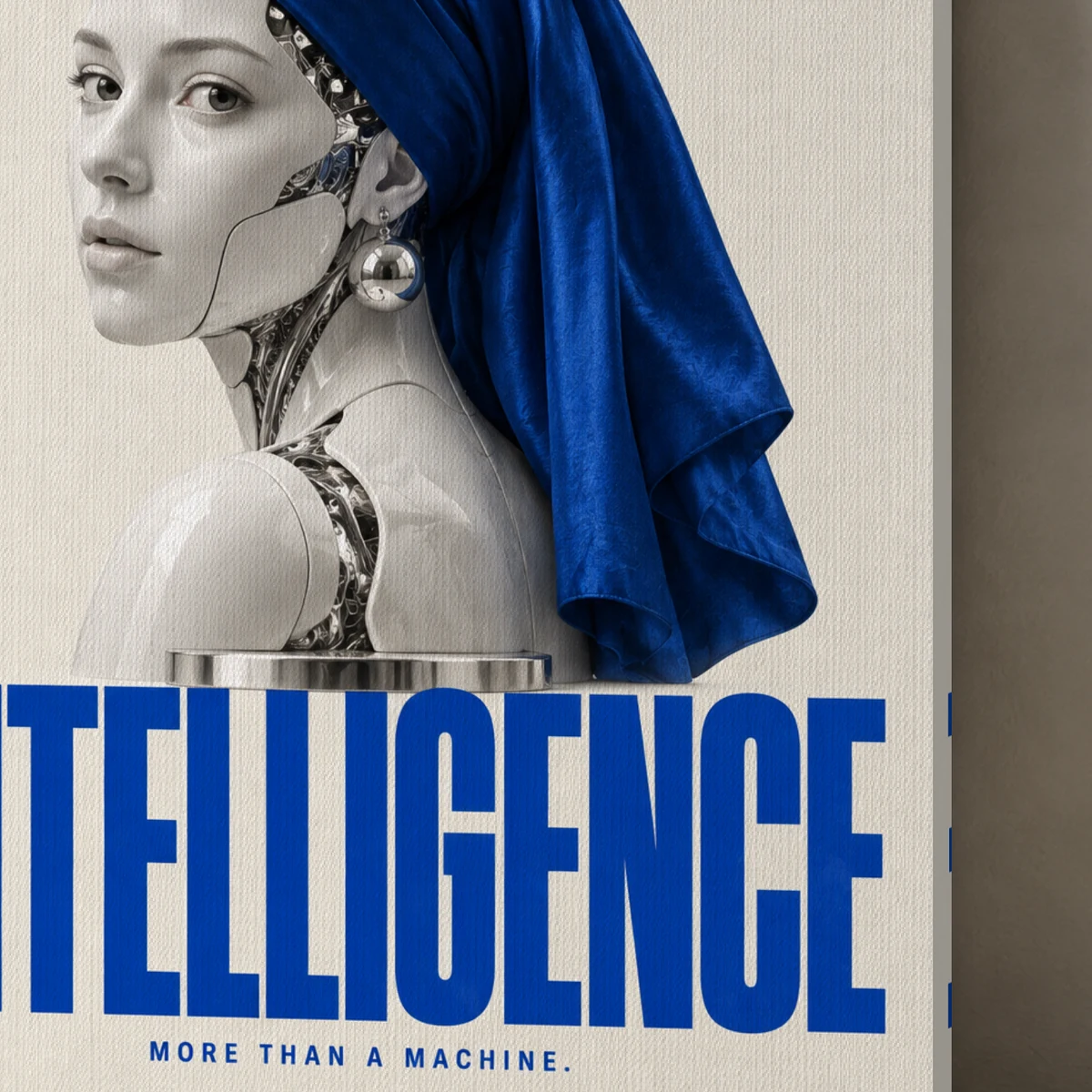 Original Intelligence canvas surface and wrapped edge in a studio detail photograph