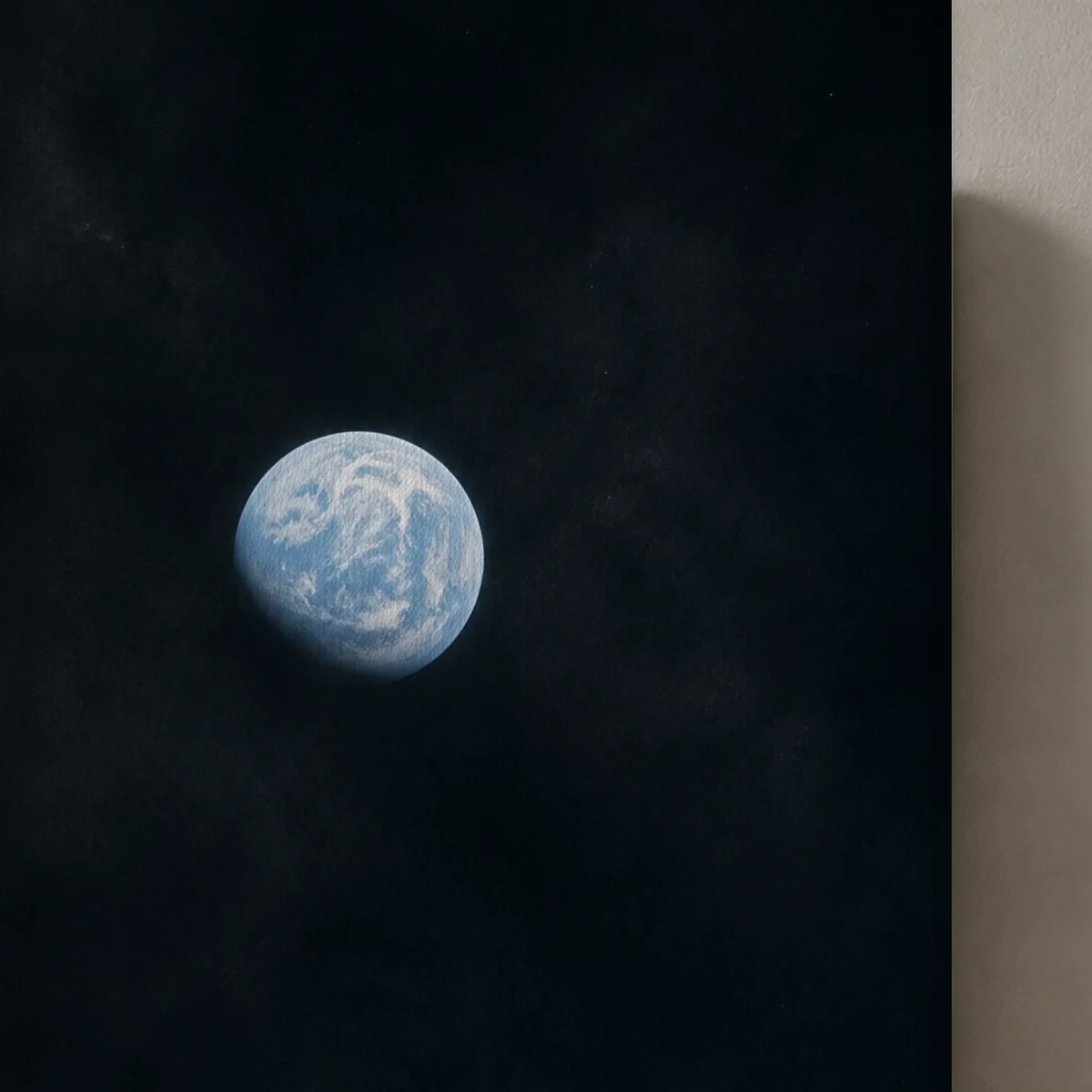 Pale Blue canvas surface and wrapped edge in a studio detail photograph