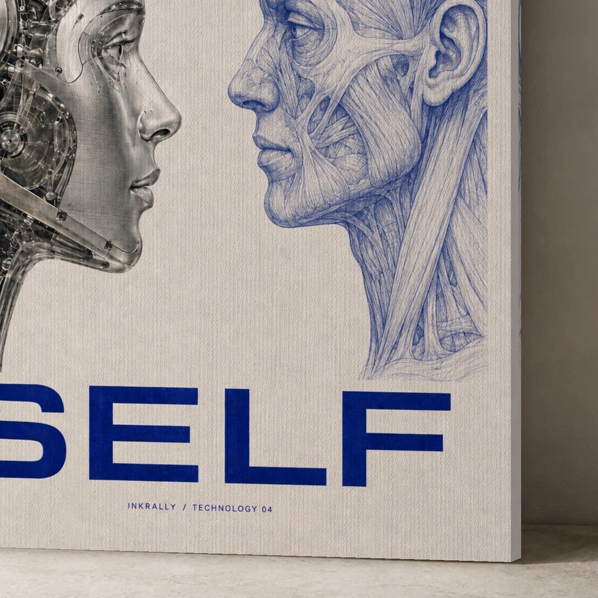 Parallel Self canvas surface and wrapped edge in a studio detail photograph