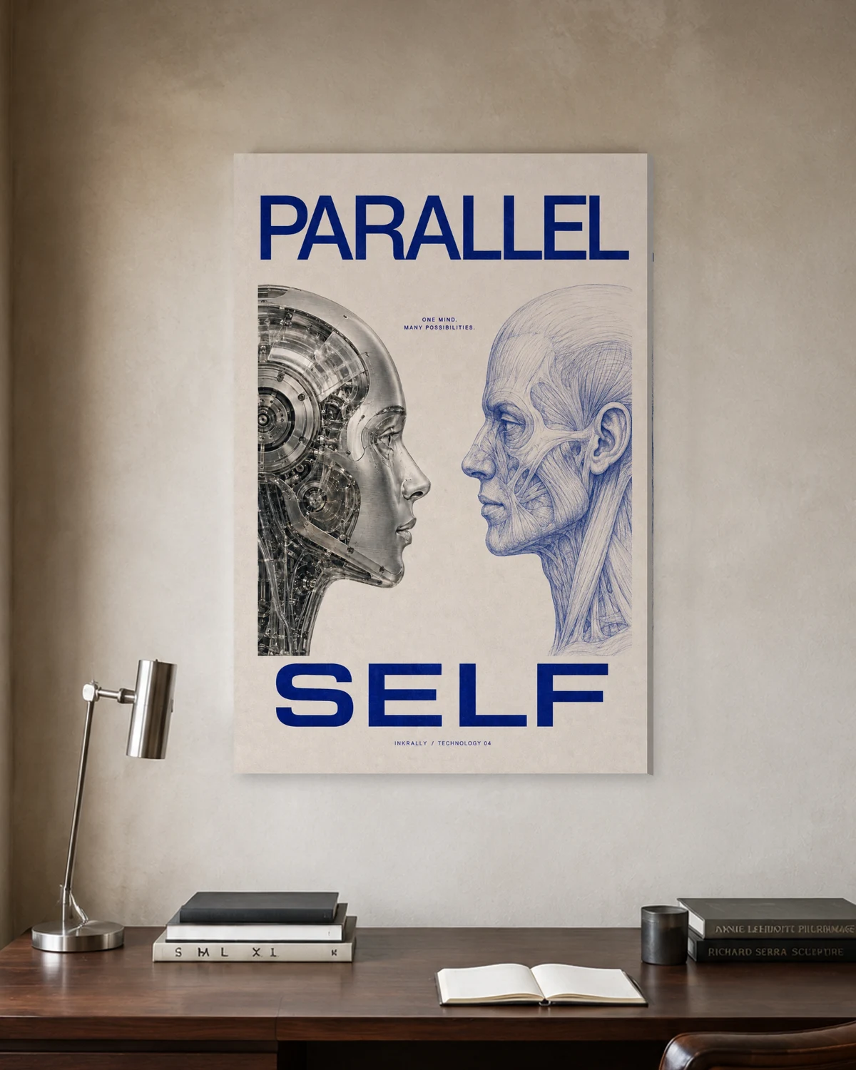 Parallel Self stretched canvas in a considered home office