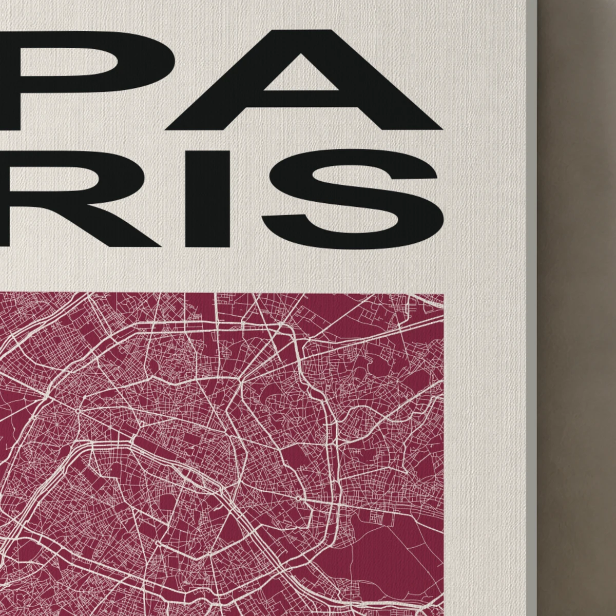 Paris / City Field canvas surface and wrapped edge in a studio detail photograph