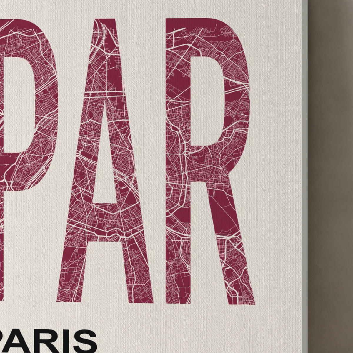 Paris / Urban Index canvas surface and wrapped edge in a studio detail photograph