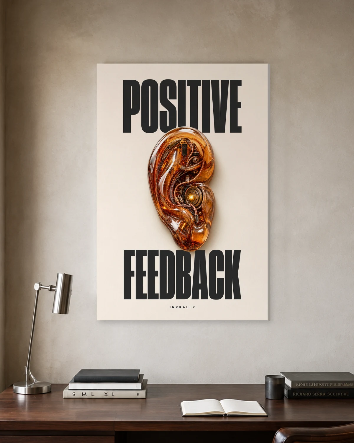 Positive Feedback stretched canvas in a considered home office