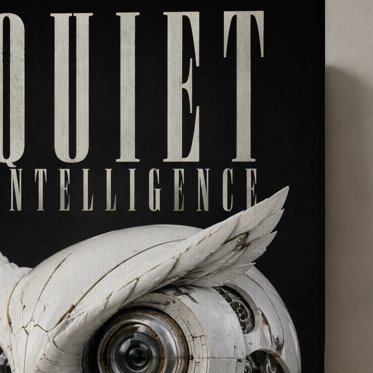 Quiet Intelligence canvas surface and wrapped edge in a studio detail photograph