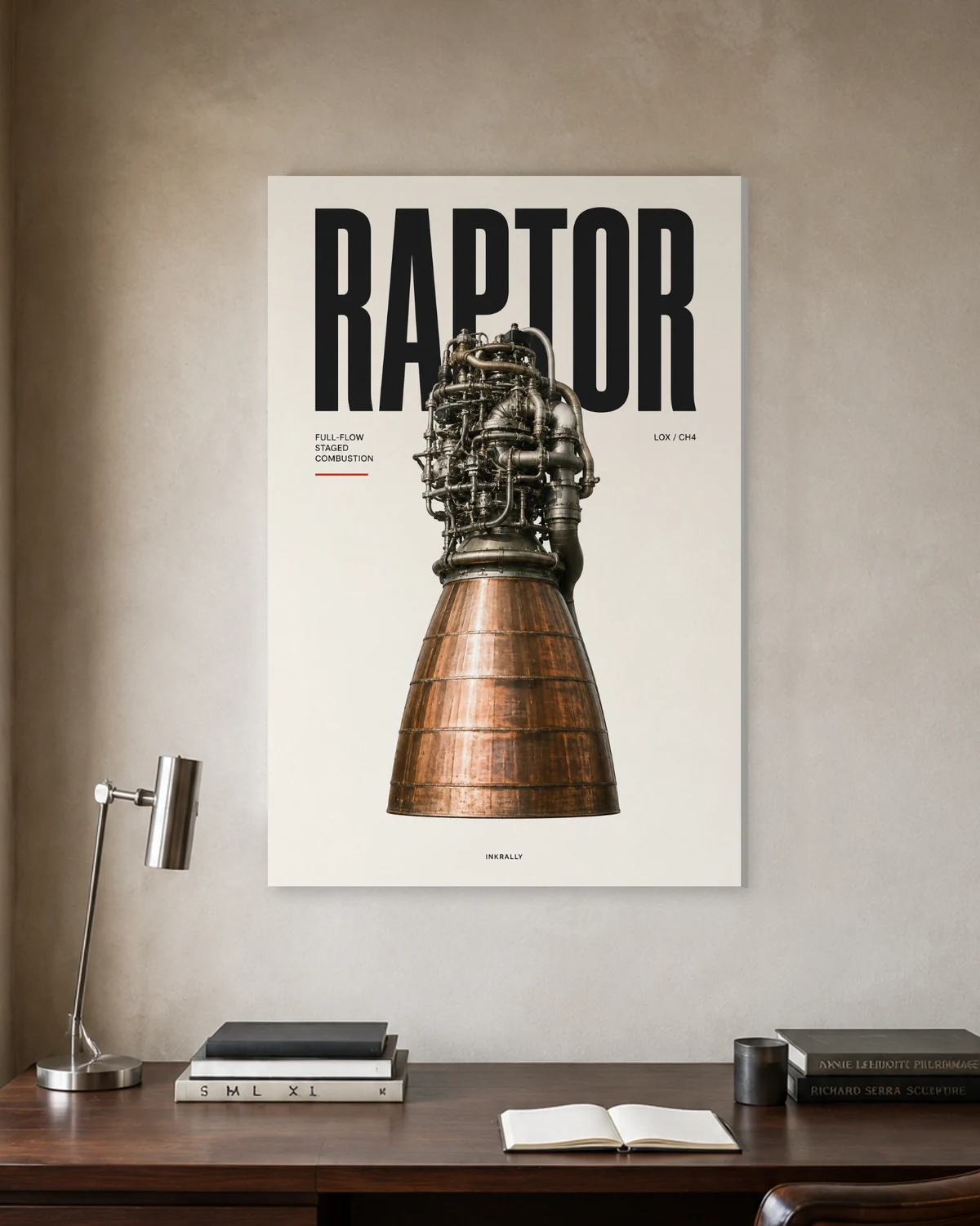 Raptor / Full Flow stretched canvas in a considered home office