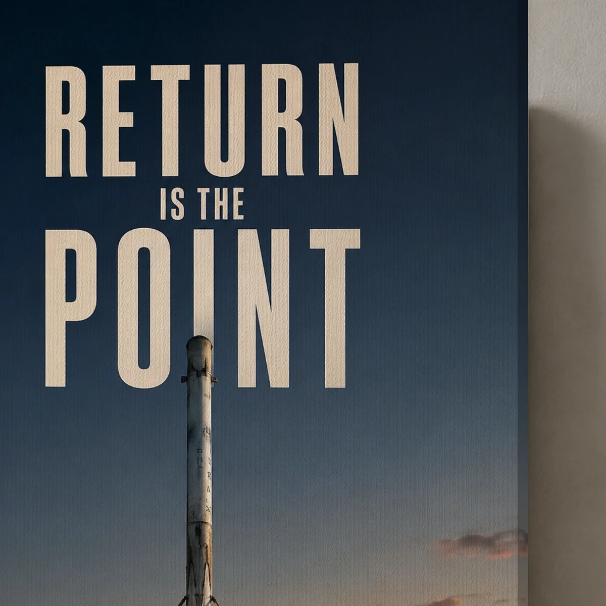 Return Is The Point canvas surface and wrapped edge in a studio detail photograph