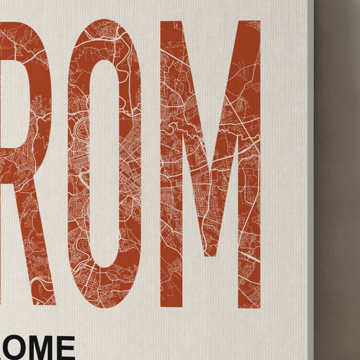 Rome / Urban Index canvas surface and wrapped edge in a studio detail photograph
