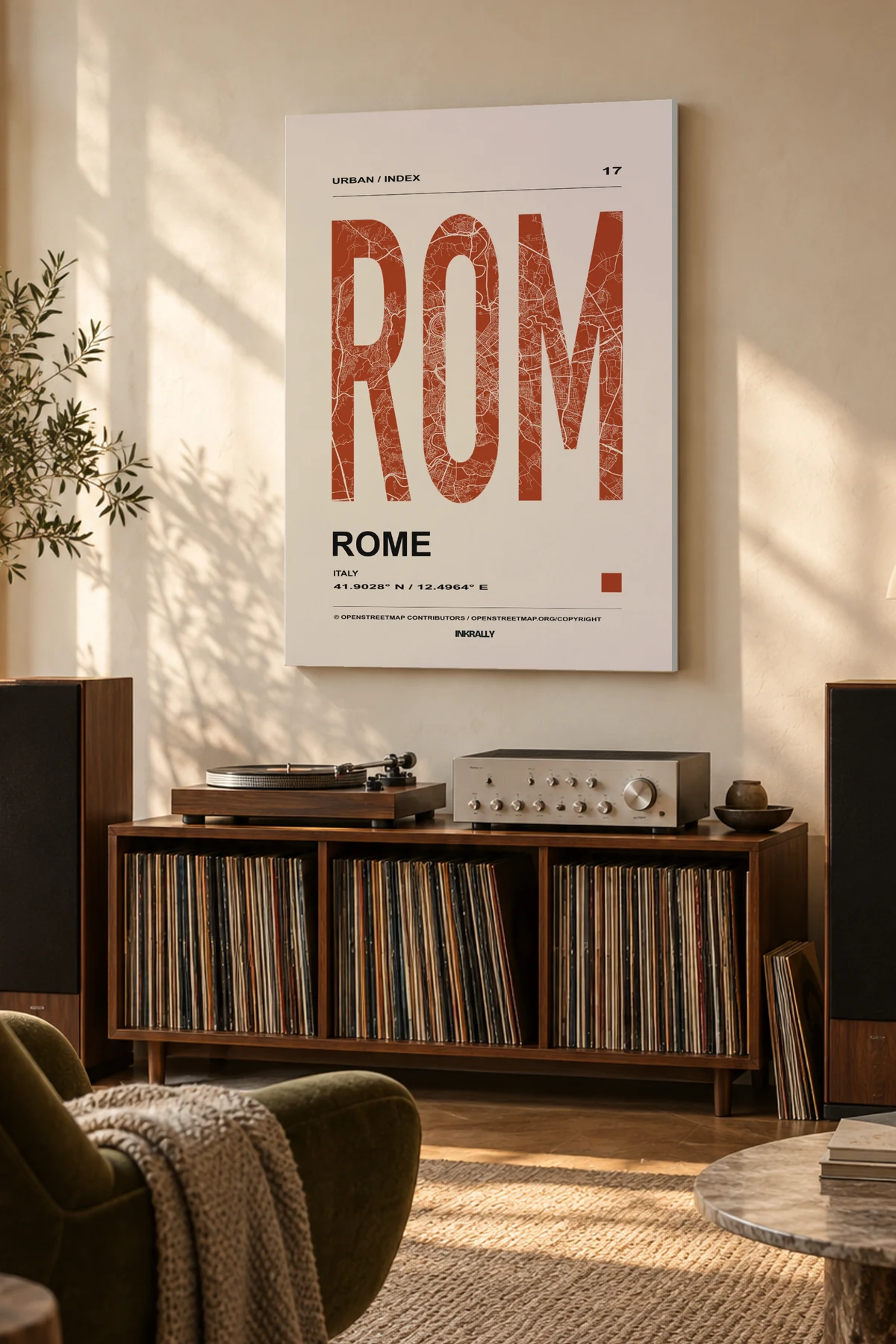 Rome / Urban Index — A considered listening room with warm natural light