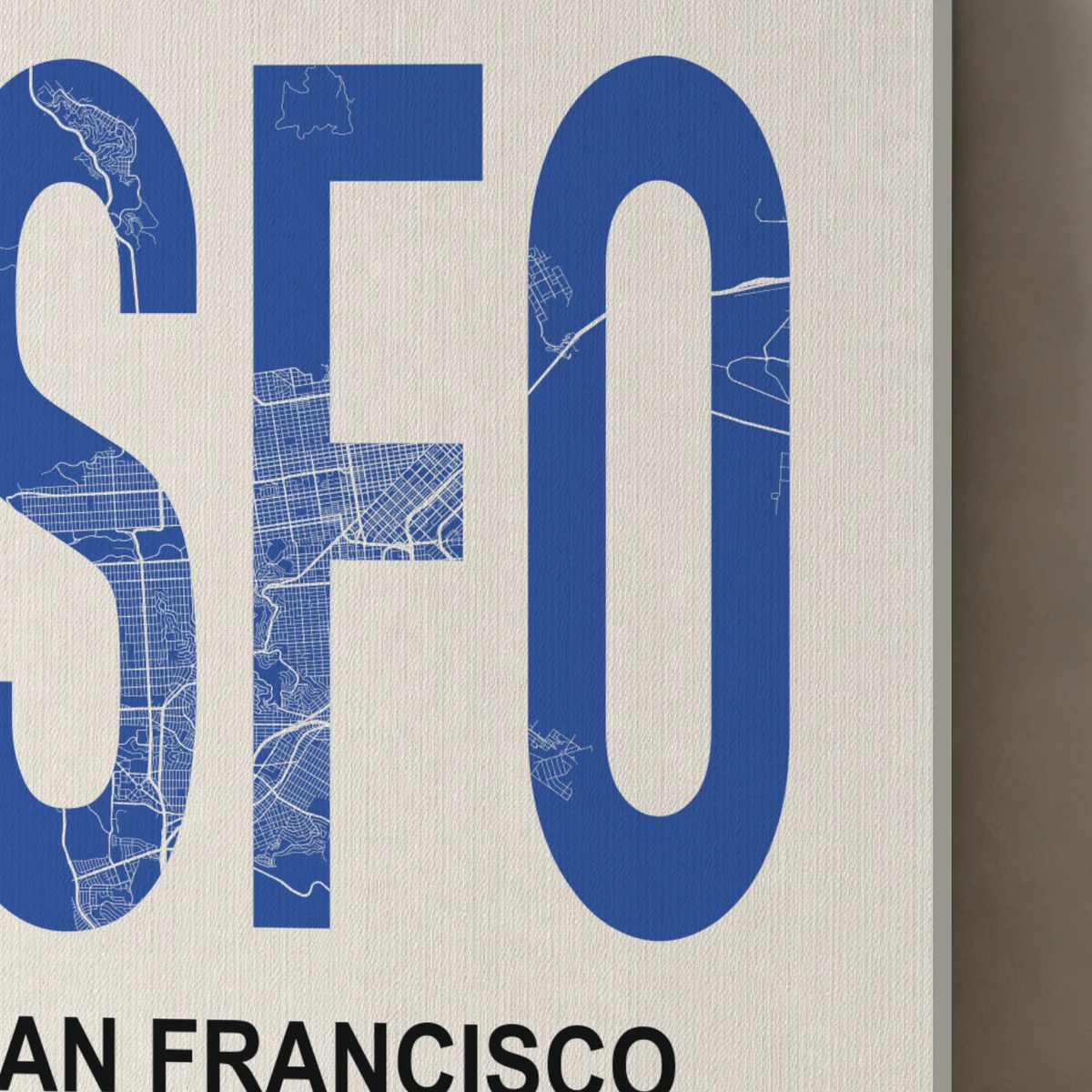 San Francisco / Urban Index canvas surface and wrapped edge in a studio detail photograph