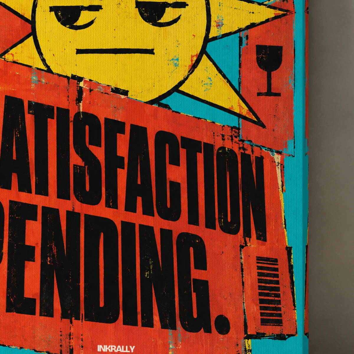 Satisfaction Pending canvas surface and wrapped edge in a studio detail photograph