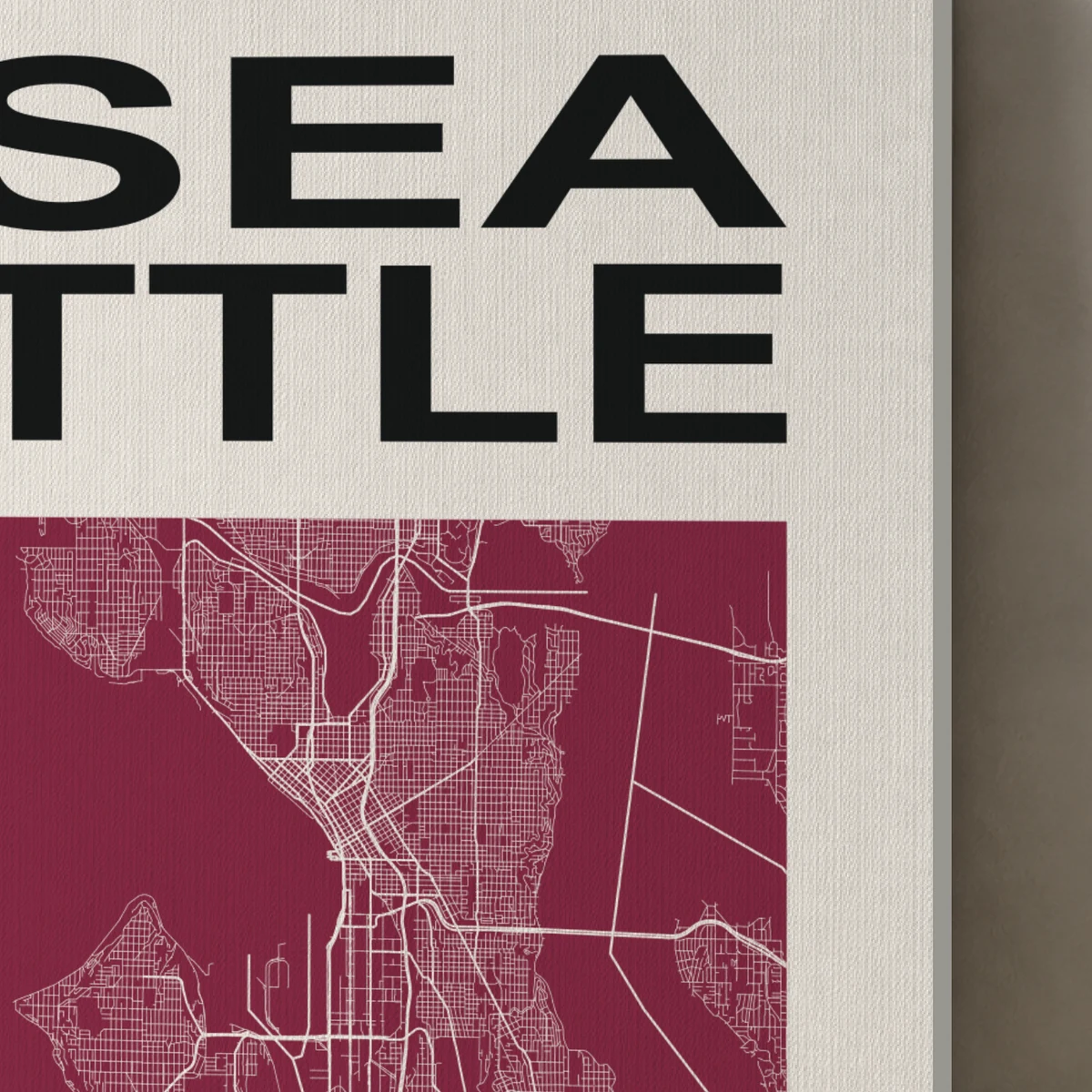 Seattle / City Field canvas surface and wrapped edge in a studio detail photograph