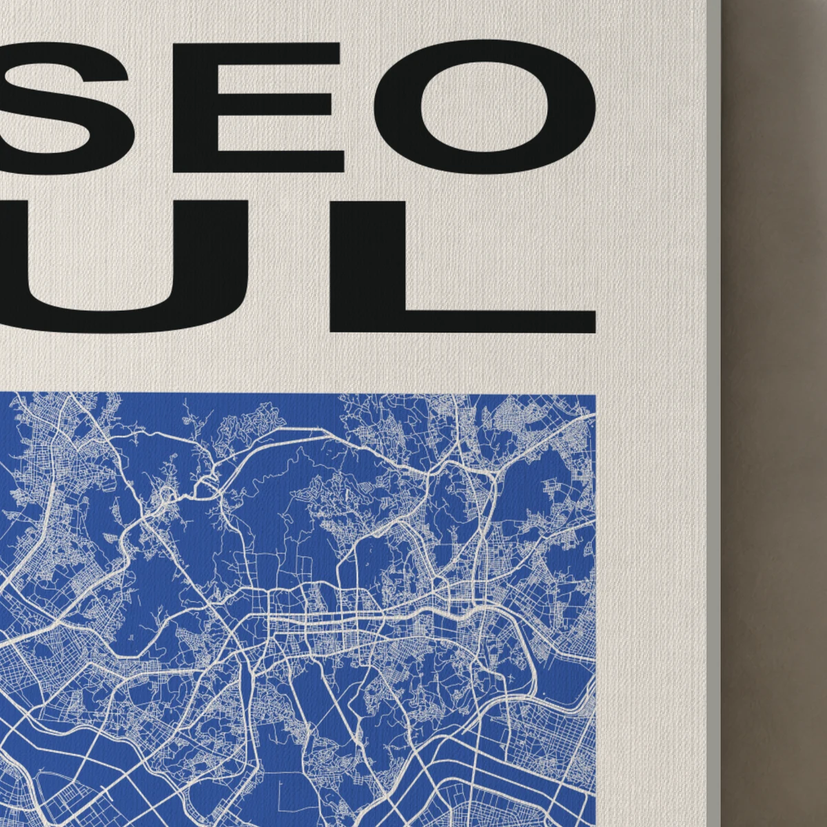 Seoul / City Field canvas surface and wrapped edge in a studio detail photograph