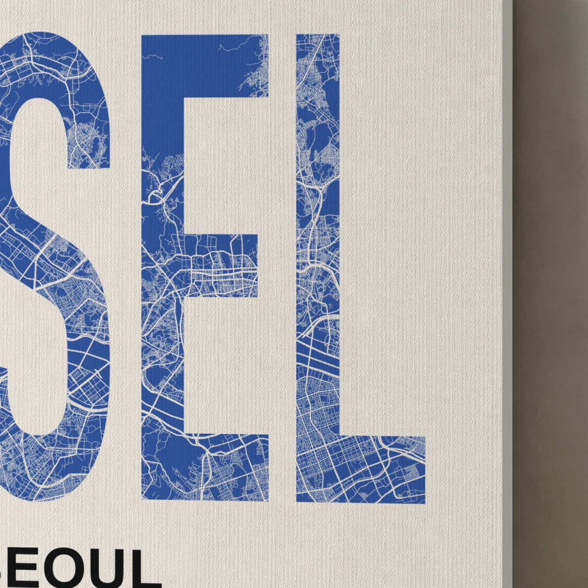 Seoul / Urban Index canvas surface and wrapped edge in a studio detail photograph