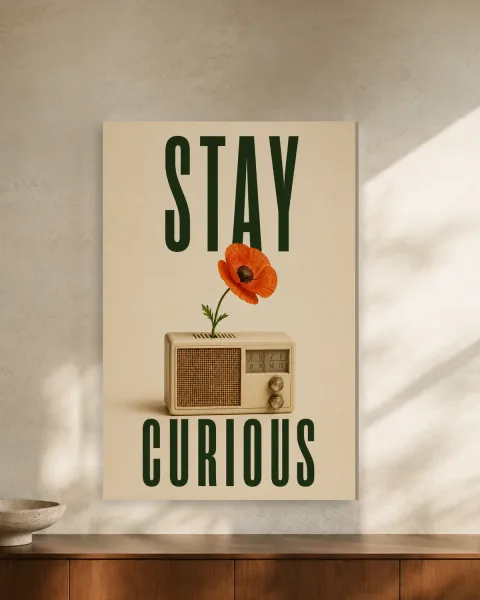 Stay Curious styled in an interior