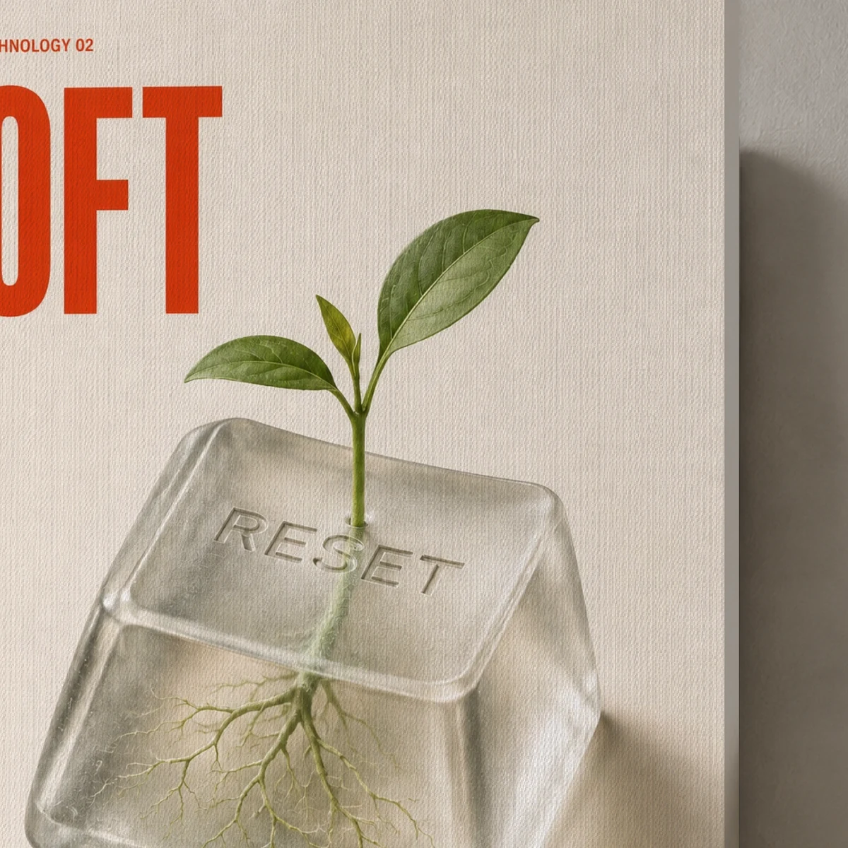 Soft Reset canvas surface and wrapped edge in a studio detail photograph