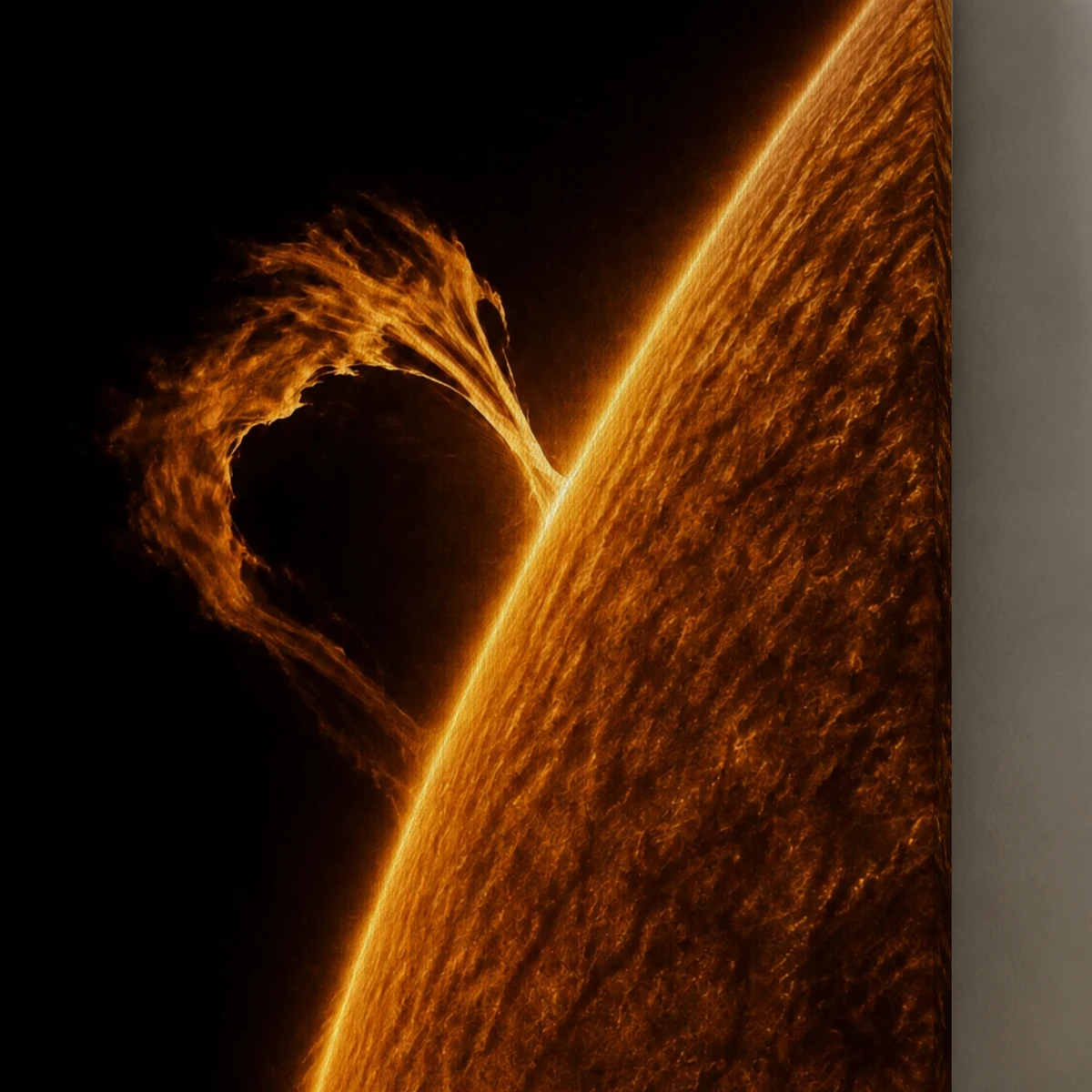 Solar Limb canvas surface and wrapped edge in a studio detail photograph