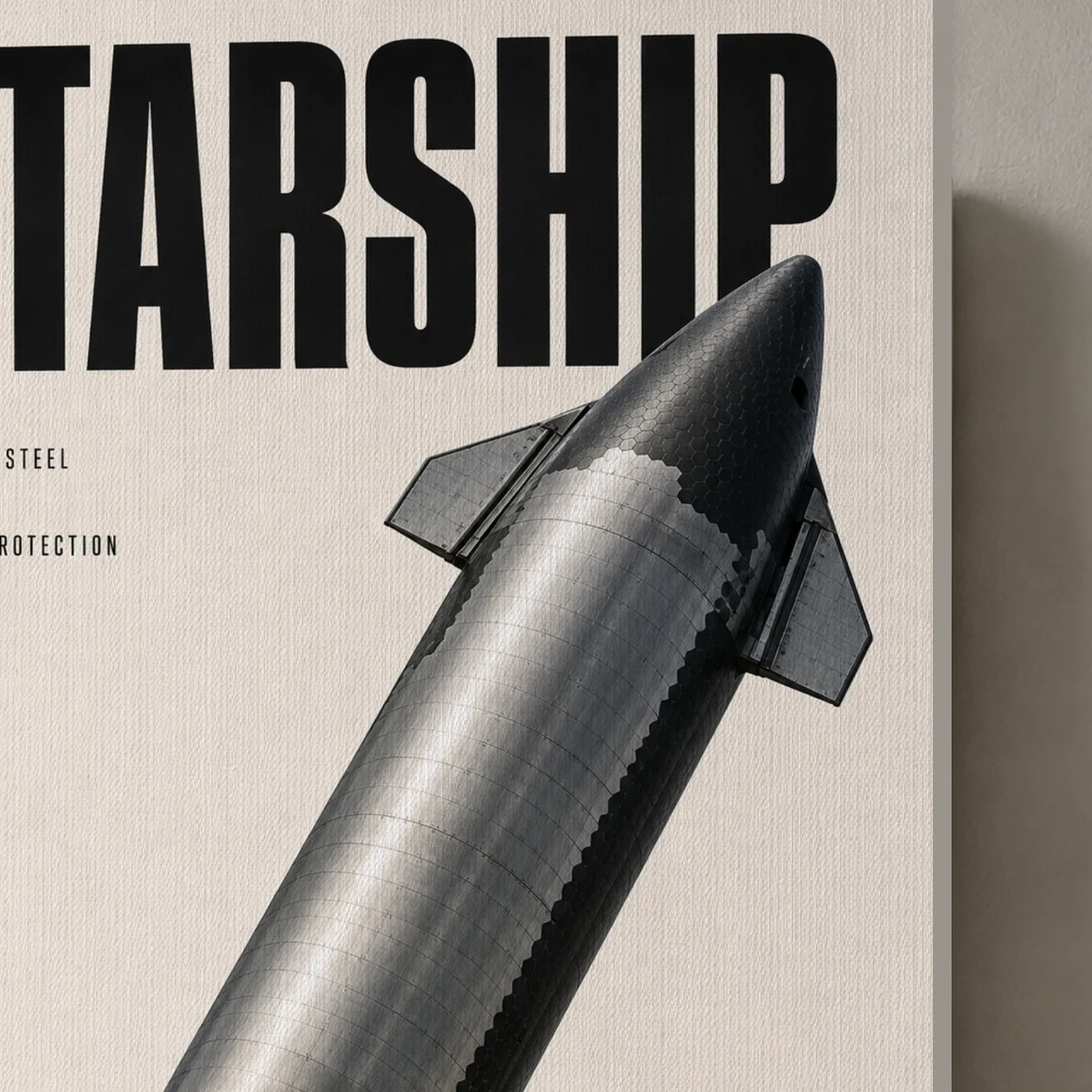Starship / Stainless Study canvas surface and wrapped edge in a studio detail photograph
