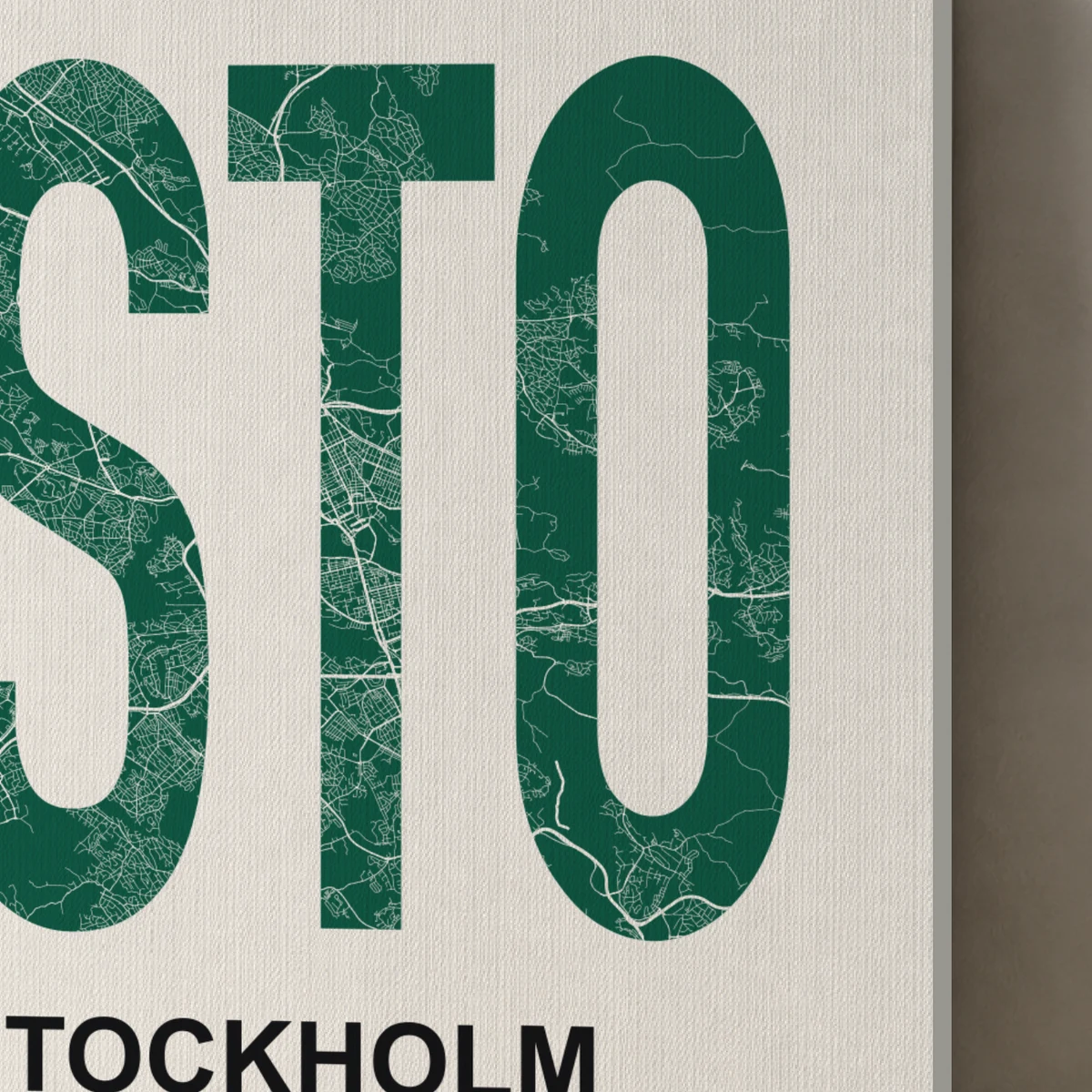 Stockholm / Urban Index canvas surface and wrapped edge in a studio detail photograph