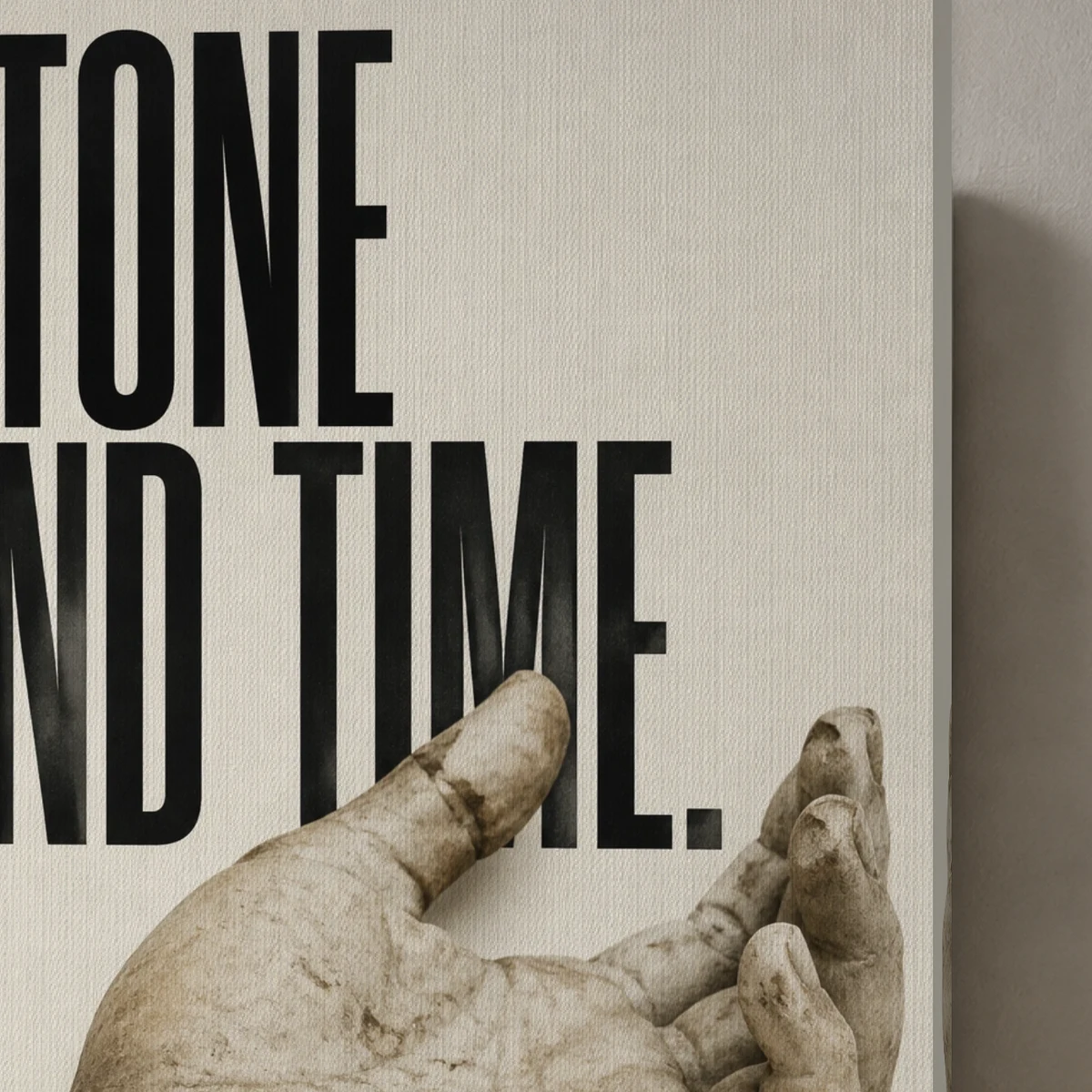 Stone and Time canvas surface and wrapped edge in a studio detail photograph