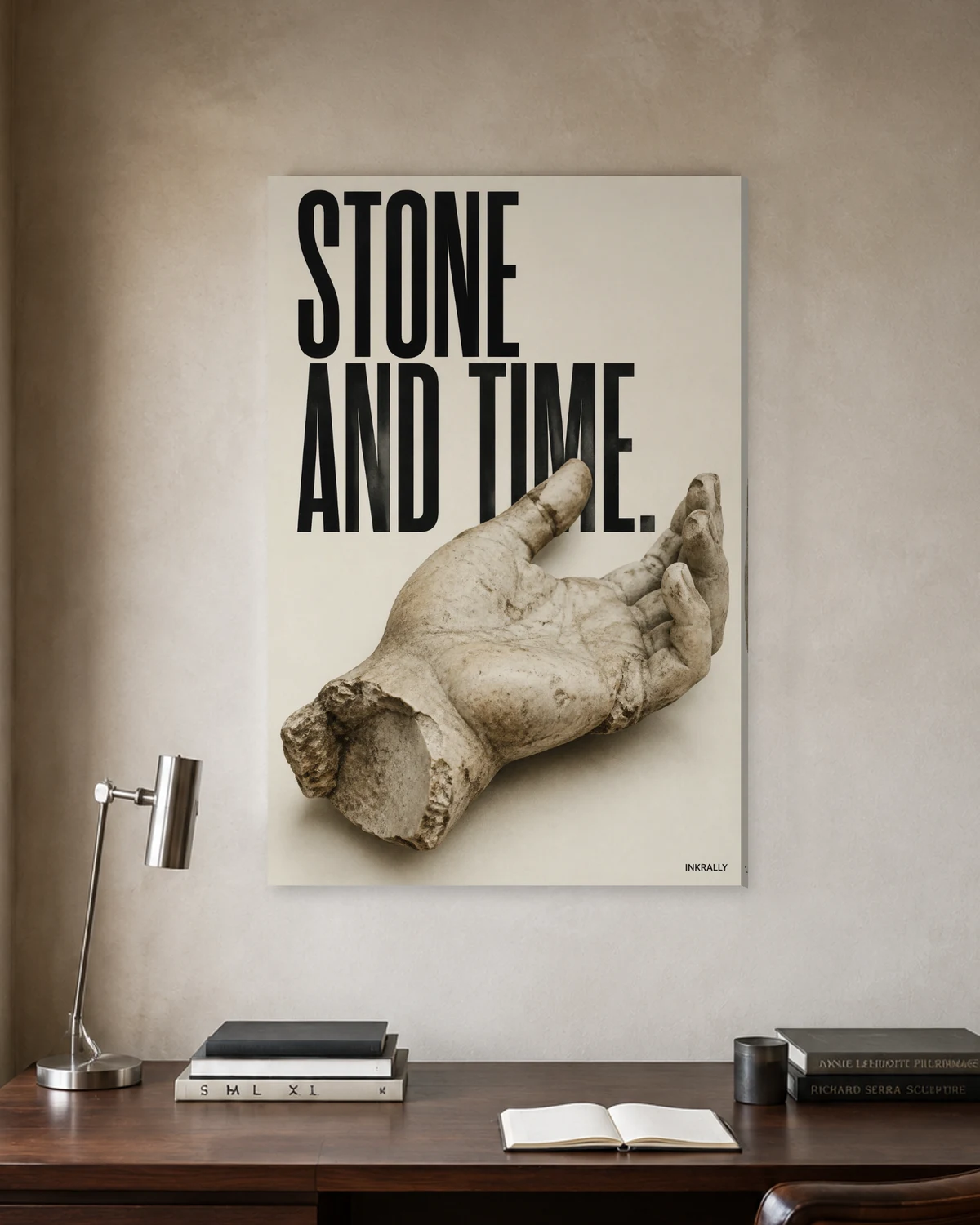 Stone and Time stretched canvas in a considered home office