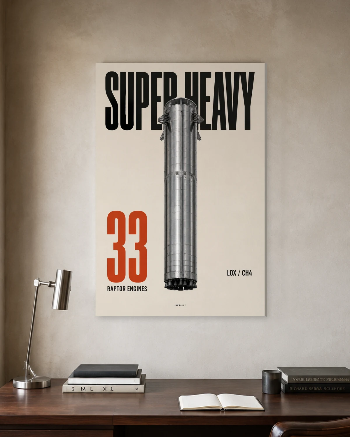 Super Heavy / 33 stretched canvas in a considered home office